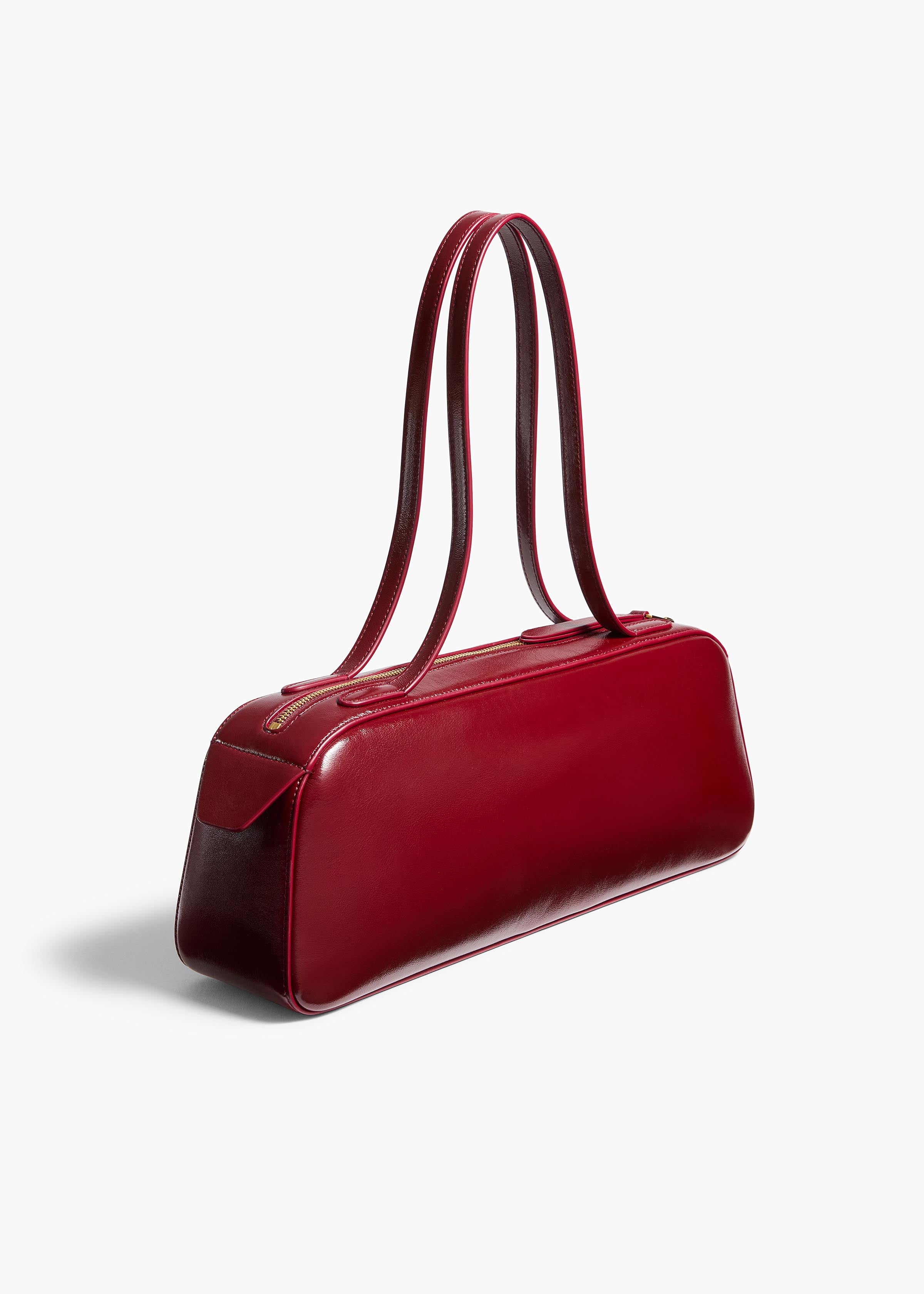 Simona Shoulder Bag in Oxblood Crackle Patent Leather