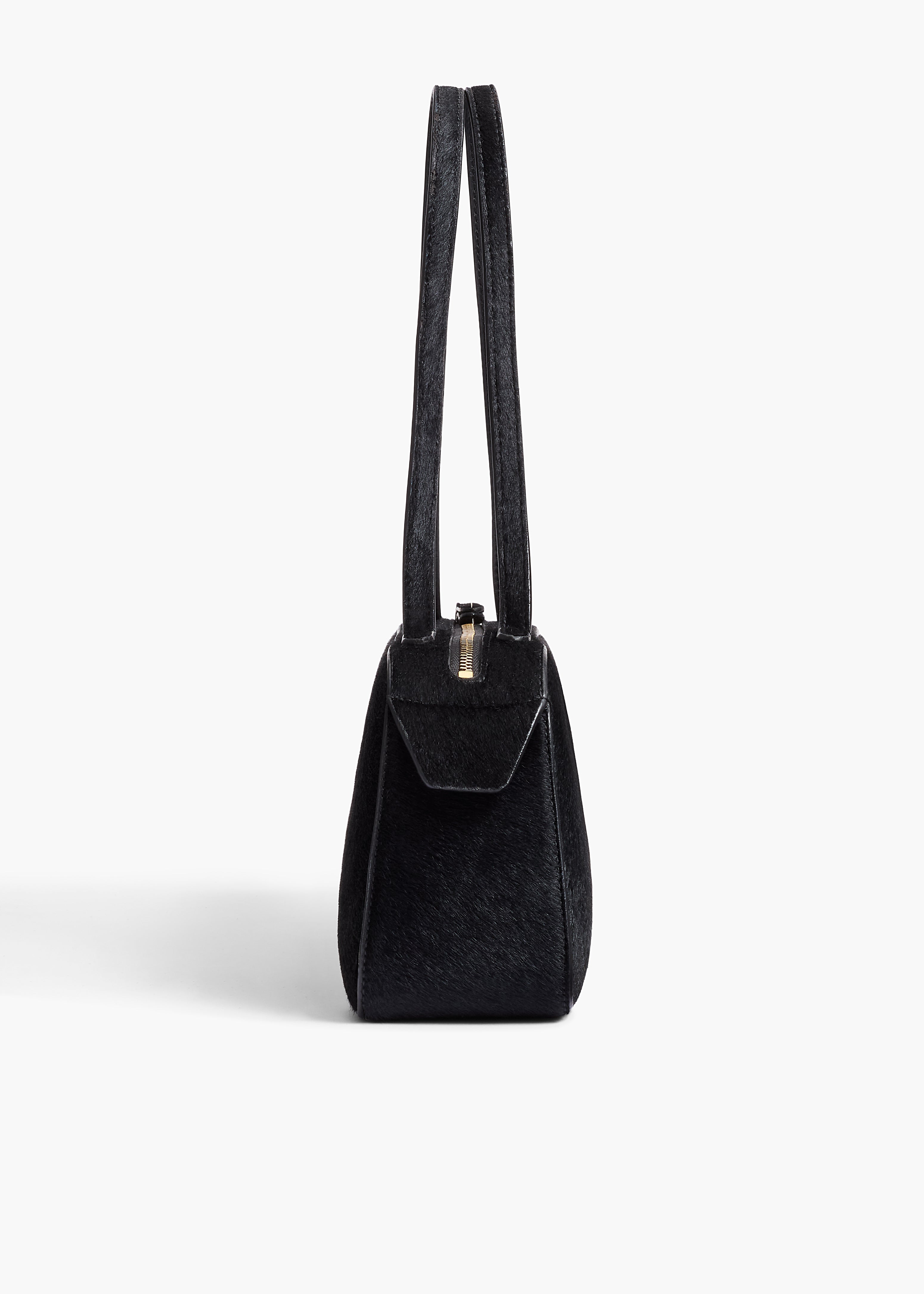 Simona Shoulder Bag in Black Haircalf DETAILED VIEW 1