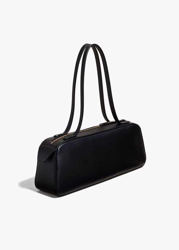 SIMONA HANDBAG IN BLACK LEATHER ANGLED VIEW