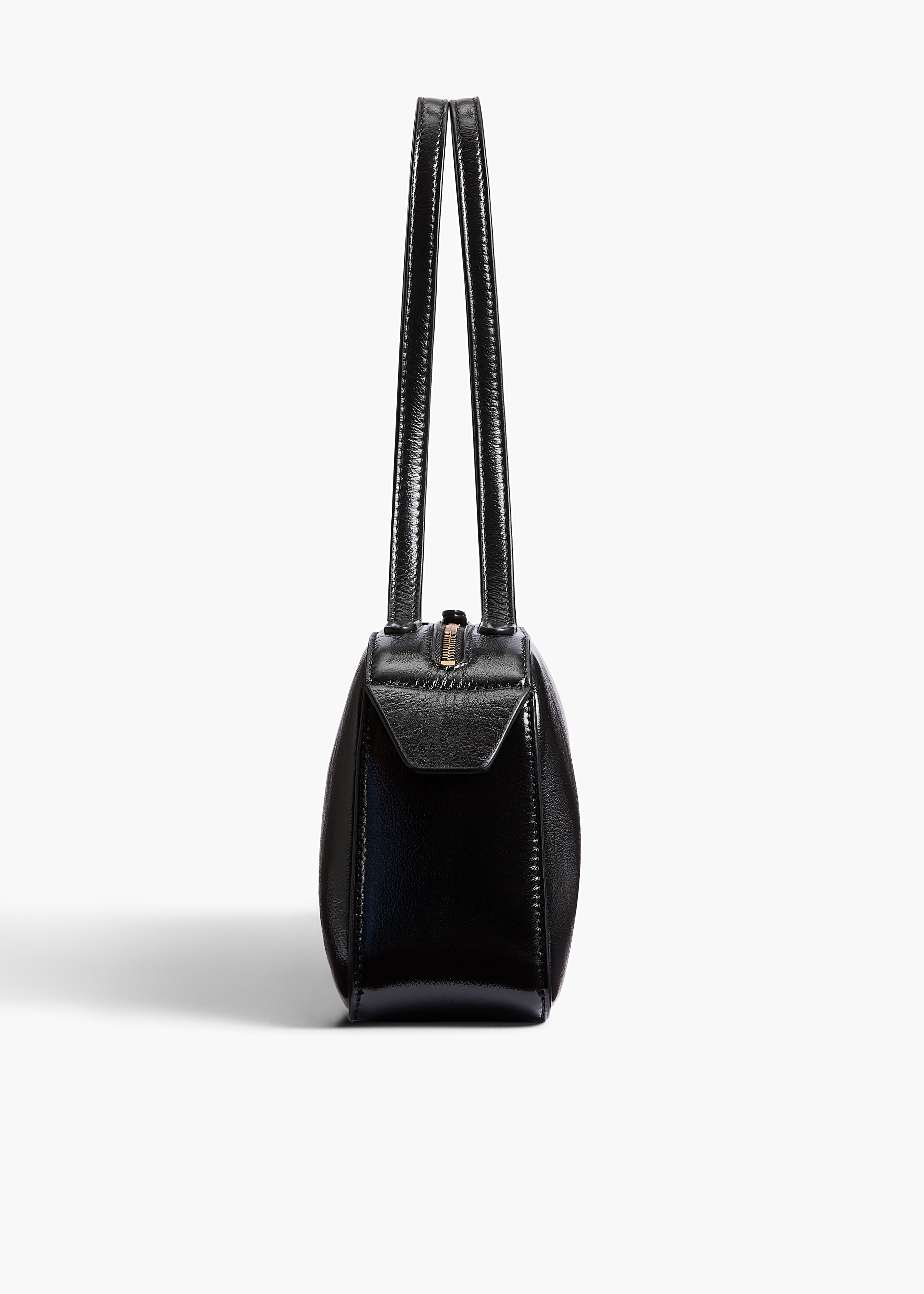 Simona Shoulder Bag in Black Crackle Patent Leather DETAILED VIEW 1