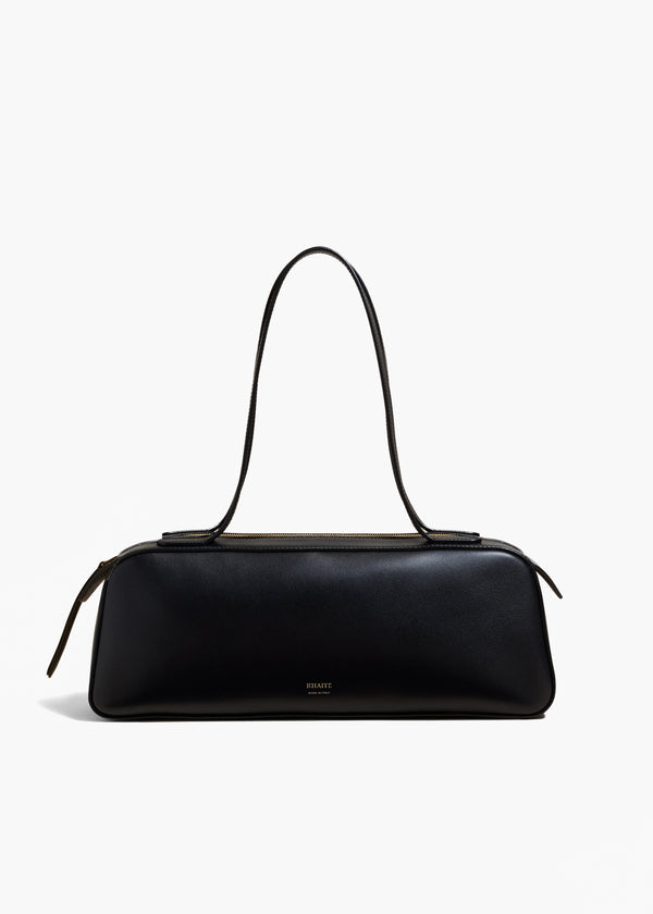 SIMONA HANDBAG IN BLACK LEATHER FRONT VIEW