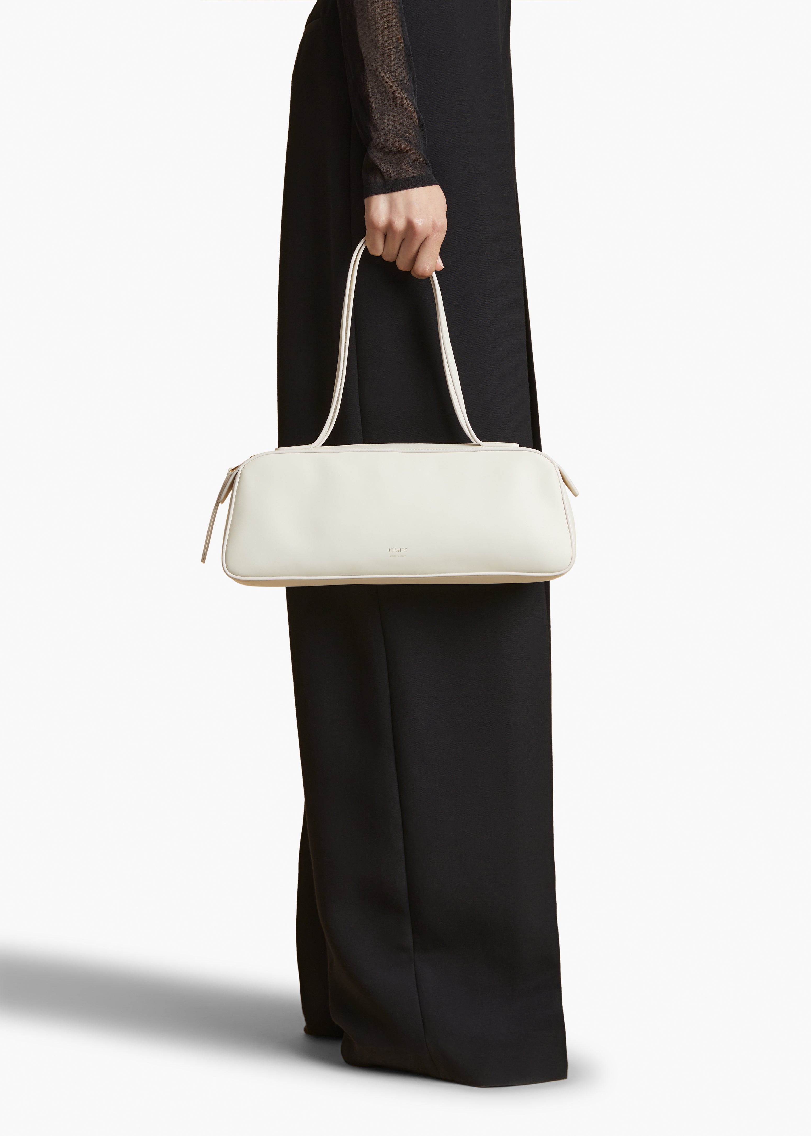 SIMONA HANDBAG IN CREAM LEATHER STYLED VIEW