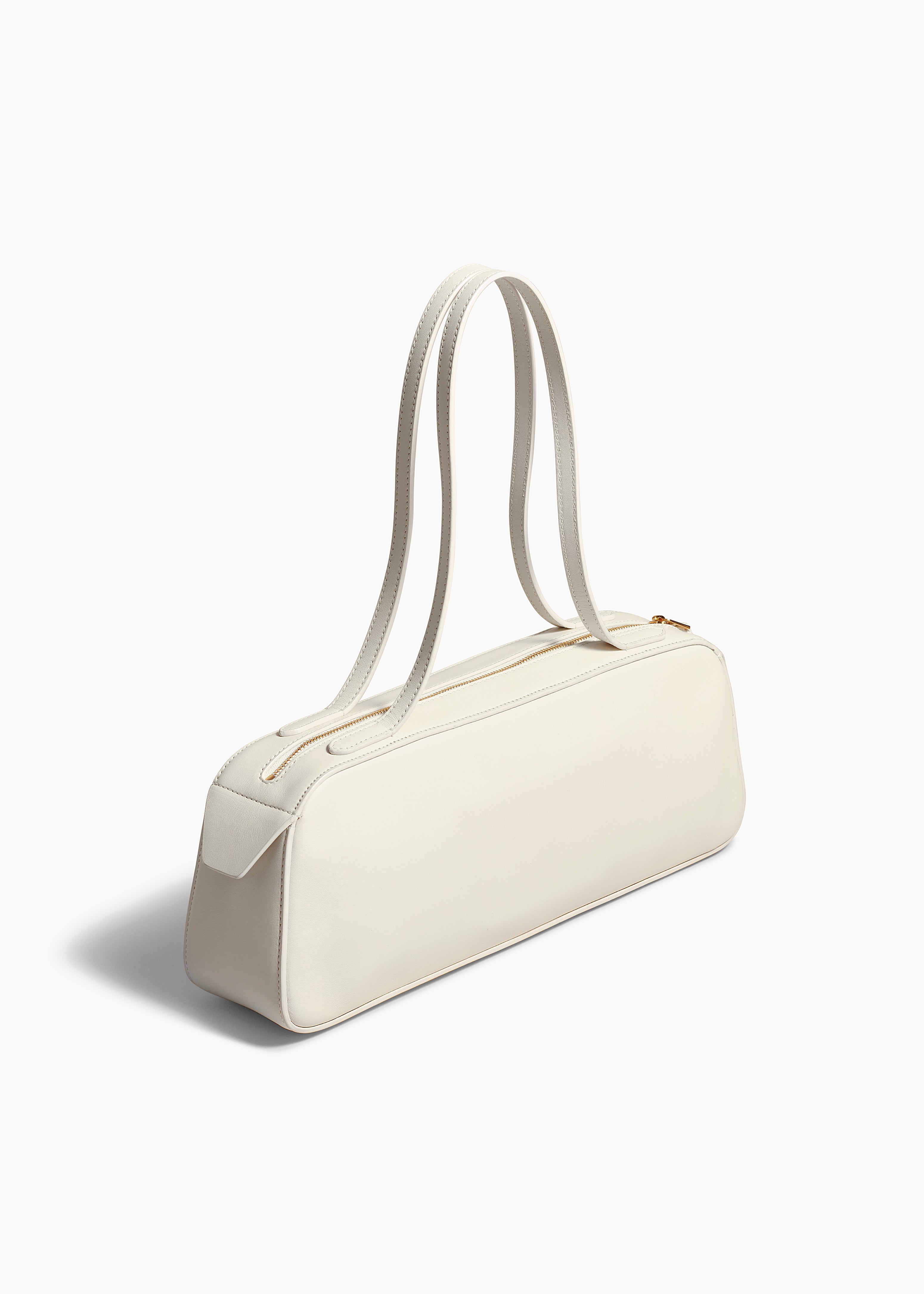 SIMONA HANDBAG IN CREAM LEATHER ANGLED VIEW