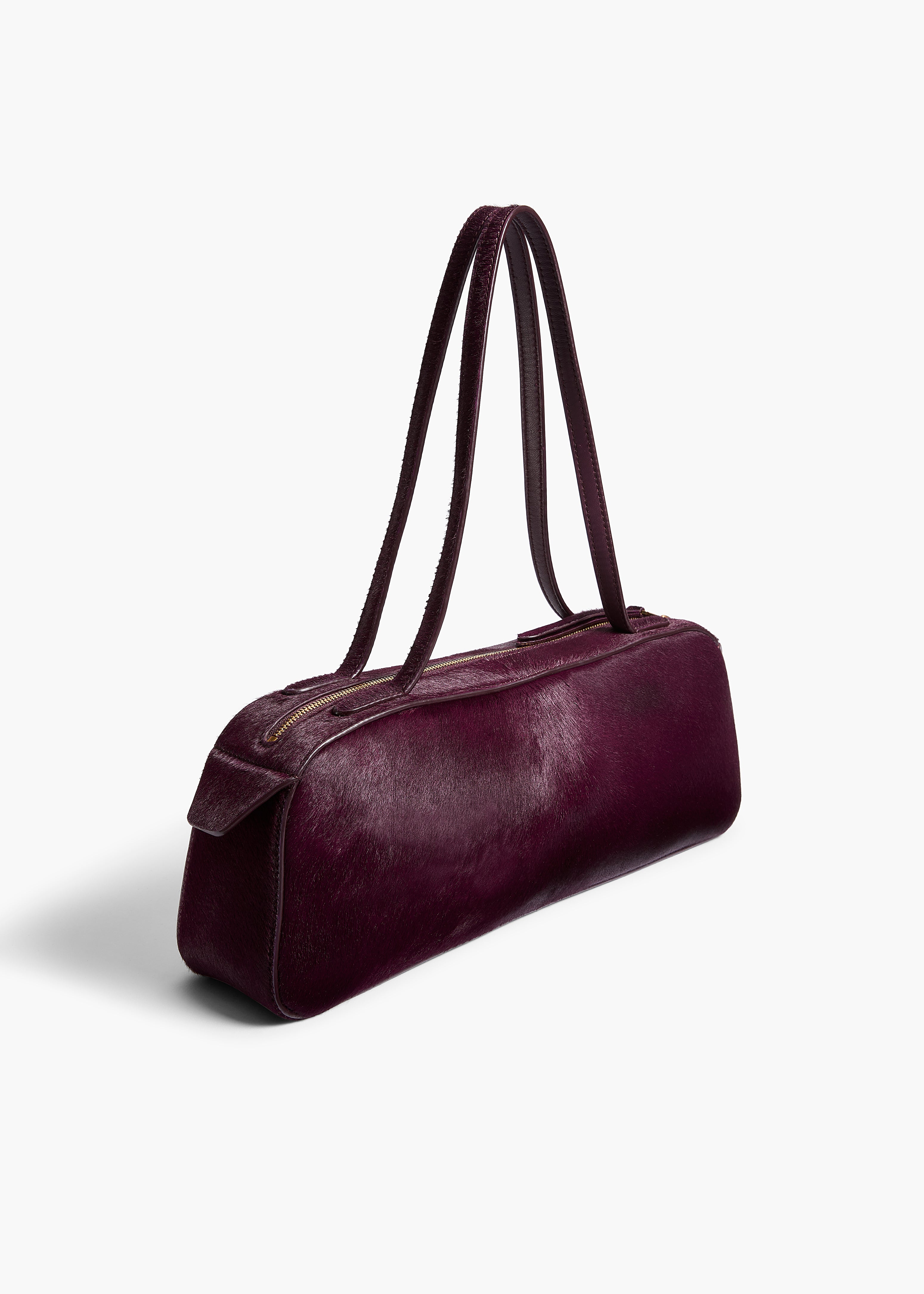 Simona Shoulder Bag in Eggplant Haircalf BACK VIEW