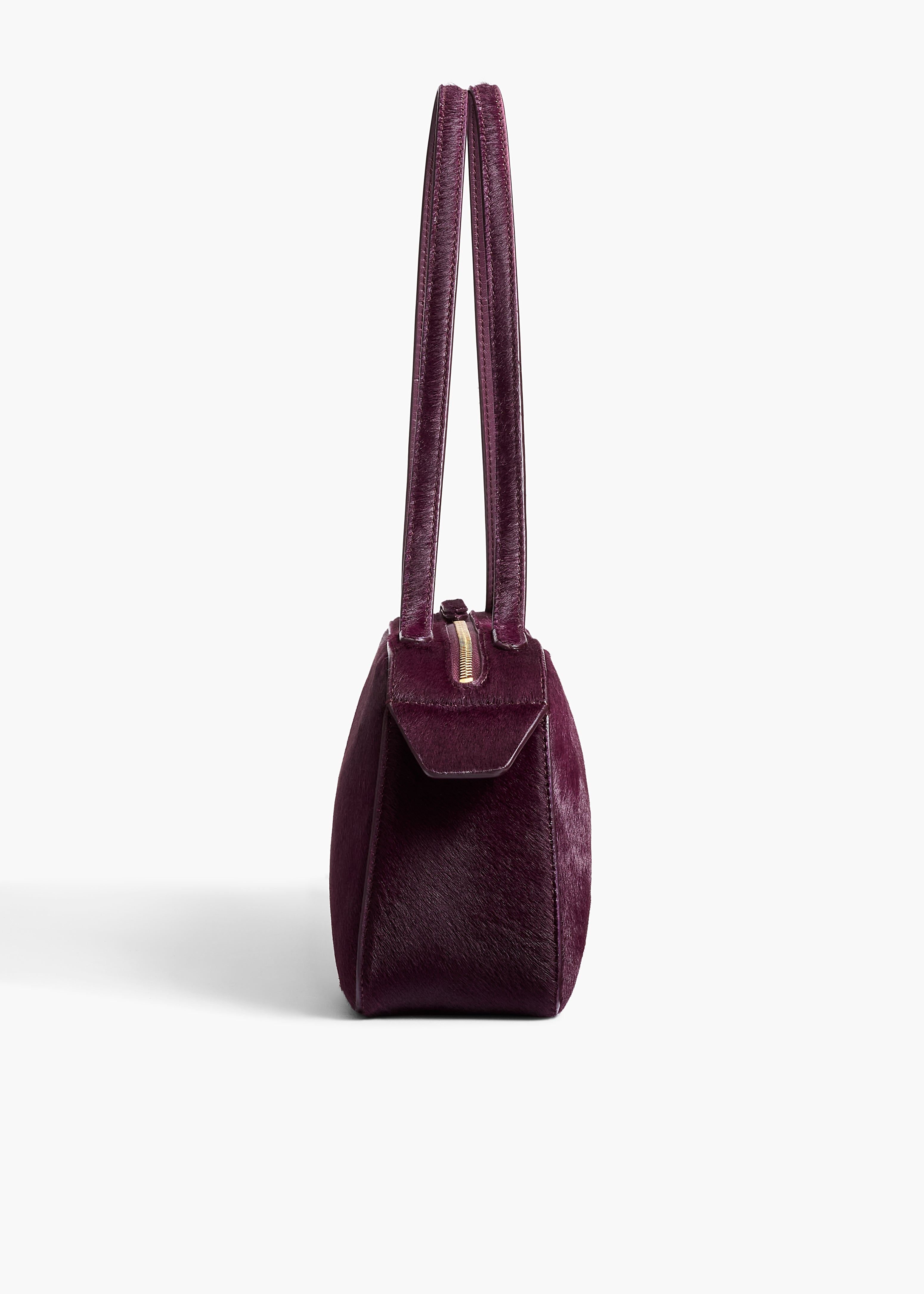 Simona Shoulder Bag in Eggplant Haircalf DETAILED VIEW 1