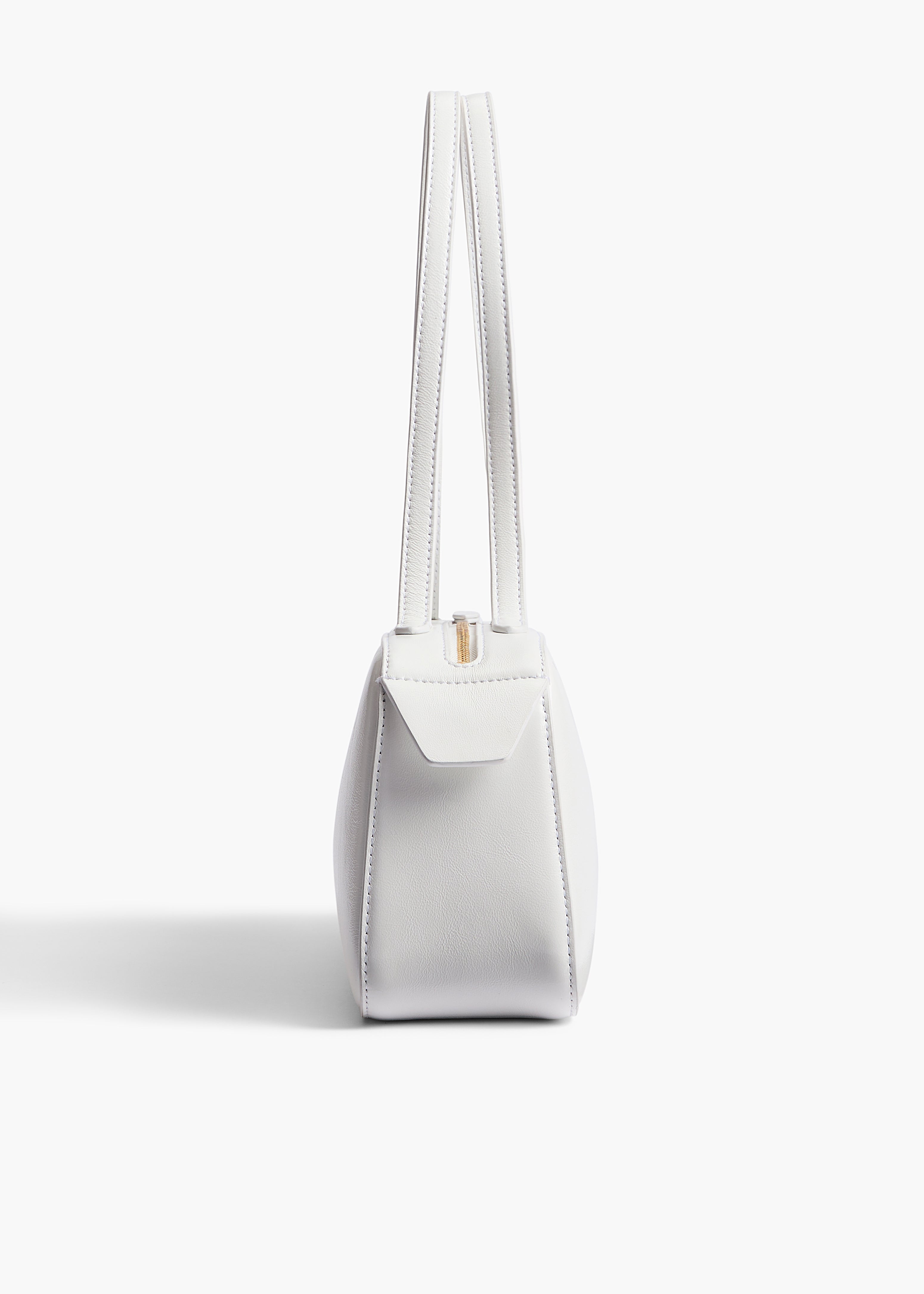 Simona Shoulder Bag in Optic White Crackle Patent Leather DETAILED VIEW 1