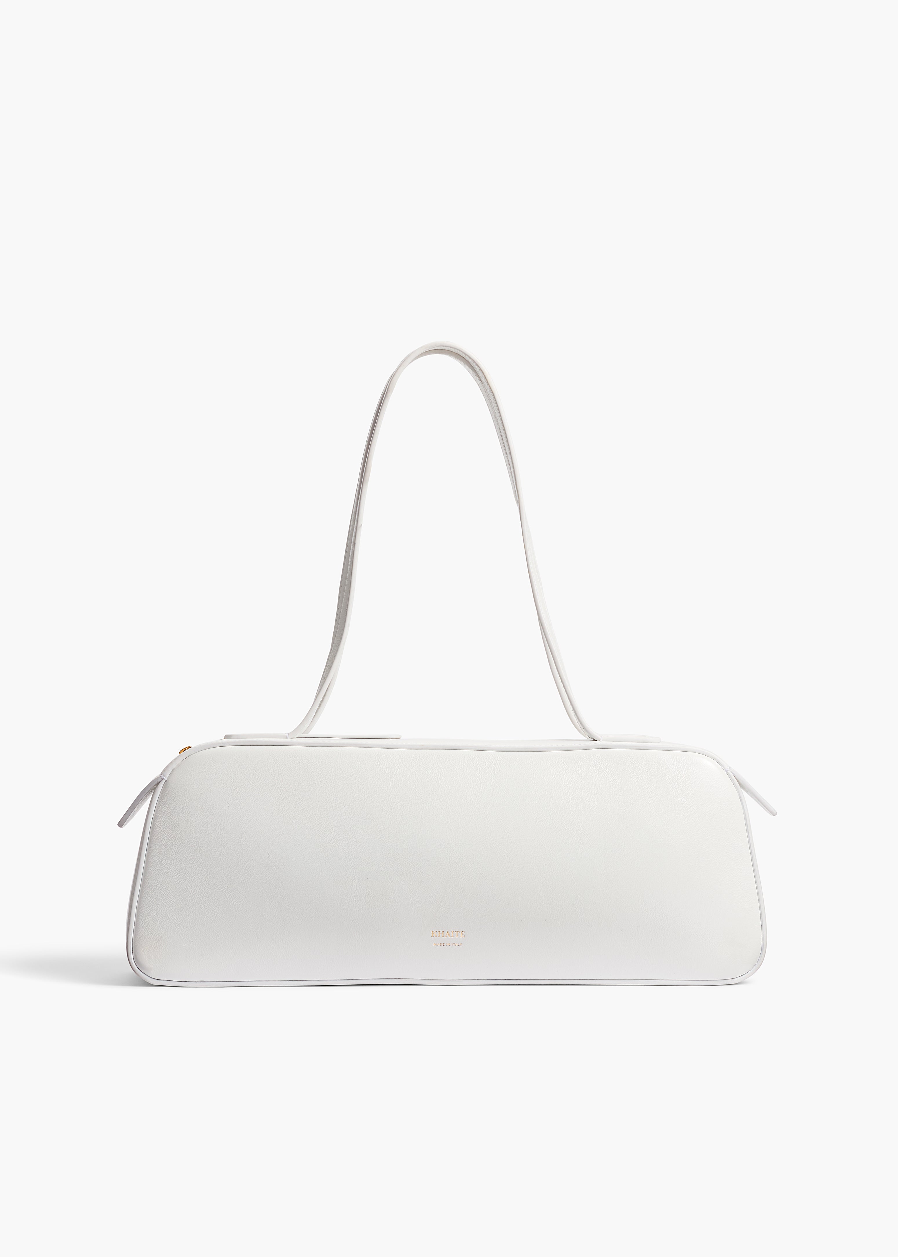 Simona Shoulder Bag in Optic White Crackle Patent Leather FRONT VIEW