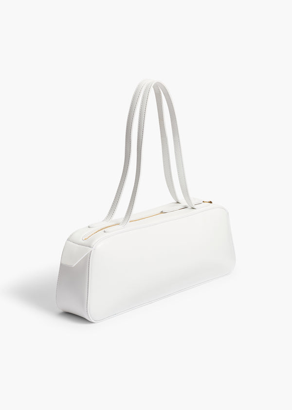 Simona Shoulder Bag in Optic White Crackle Patent Leather BACK VIEW