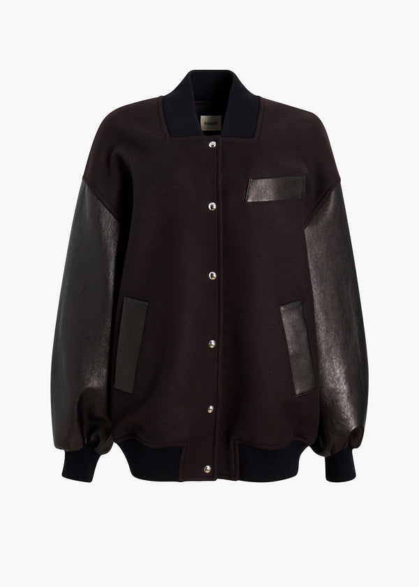 Spencer Jacket in Dark Brown with Black Leather