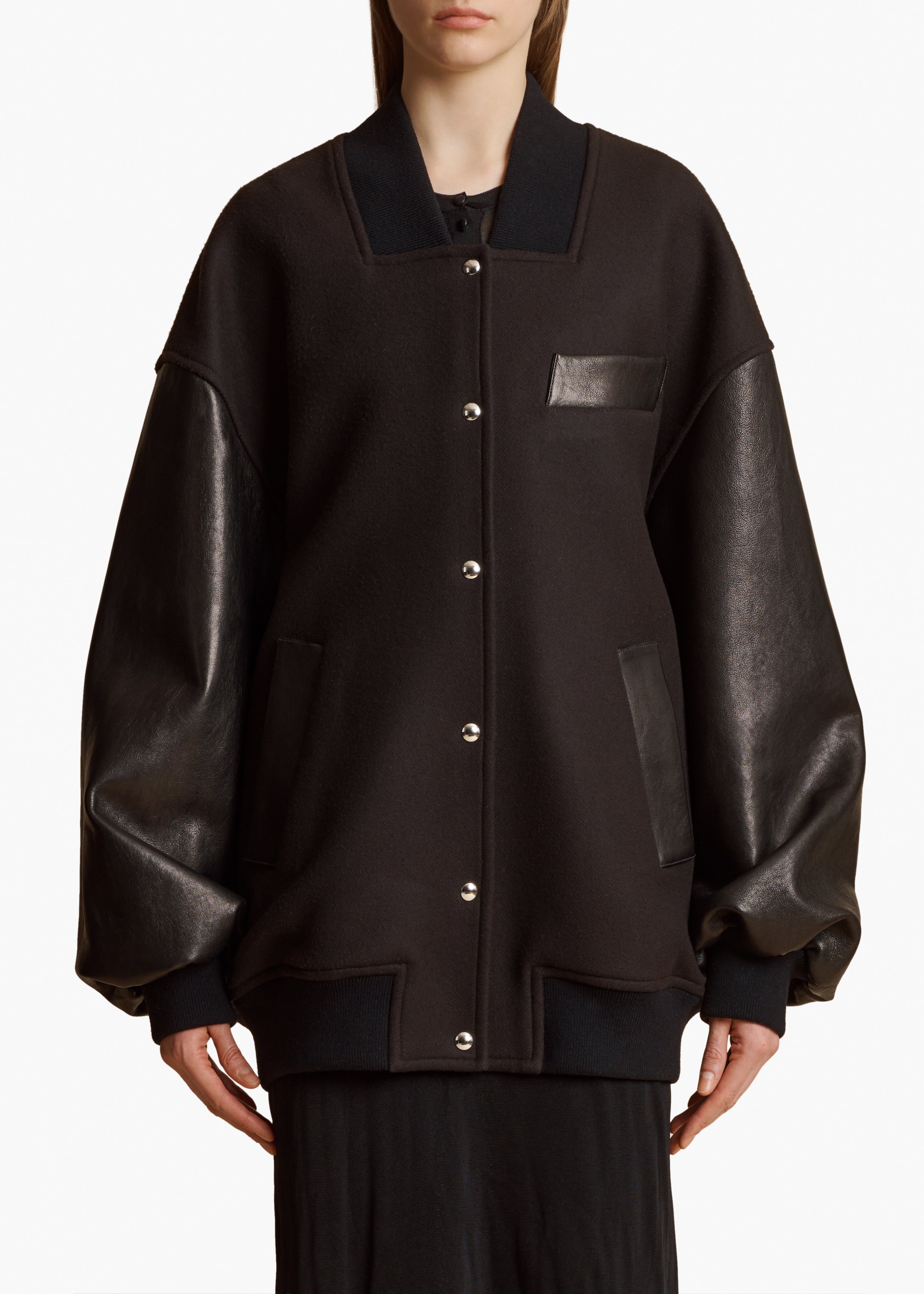 SPENCER JACKET IN DARK BROWN LEATHER FRONT VIEW