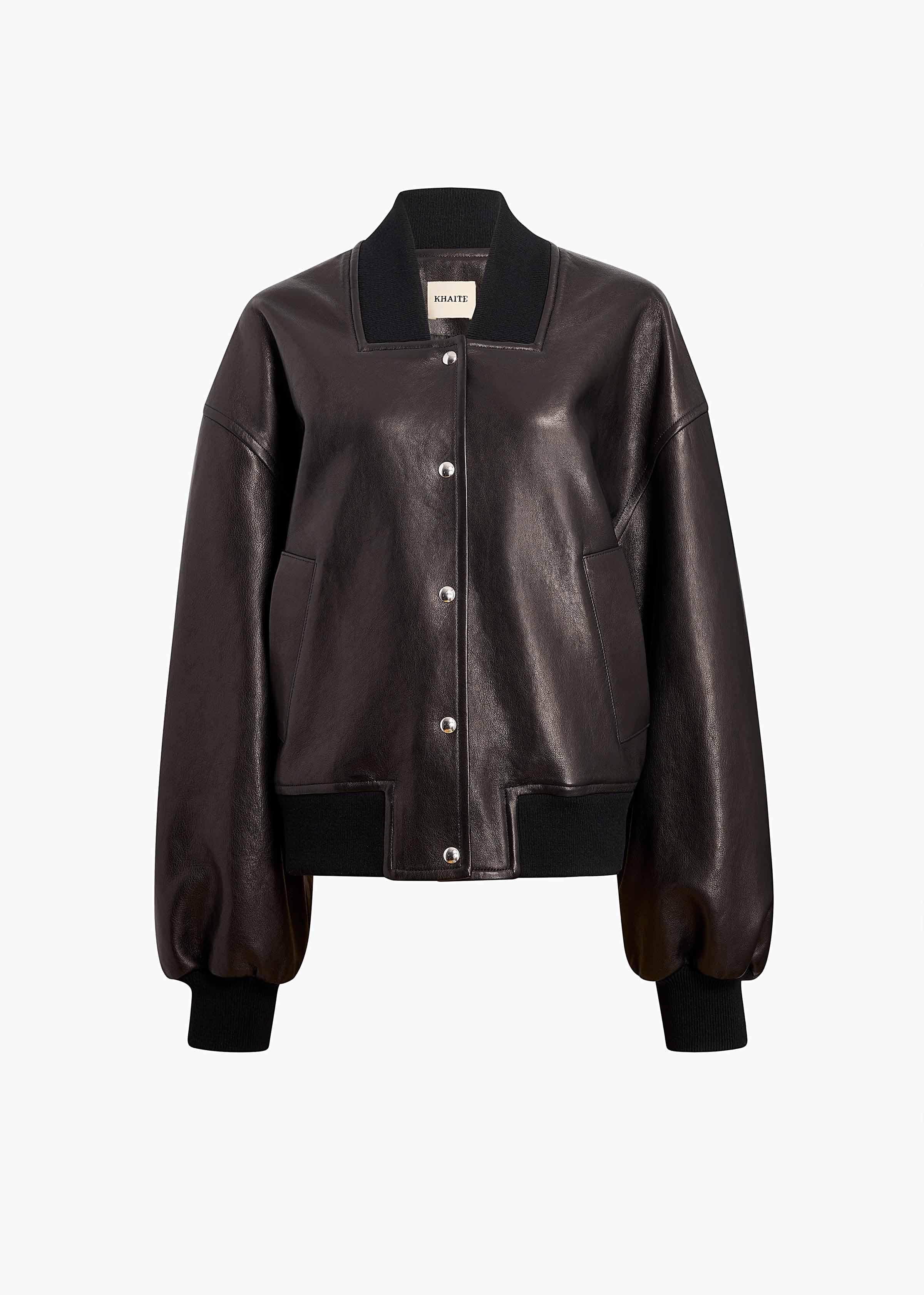 Spence Jacket in Black Leather FLAT VIEW