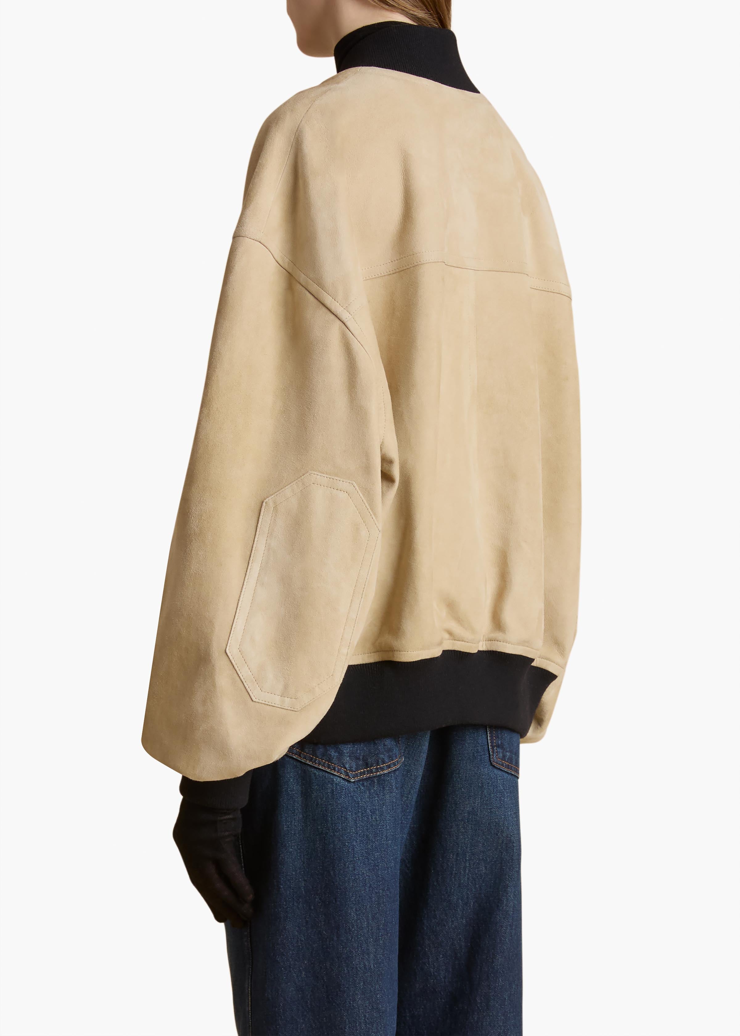 Spence Jacket in Sand Suede BACK VIEW