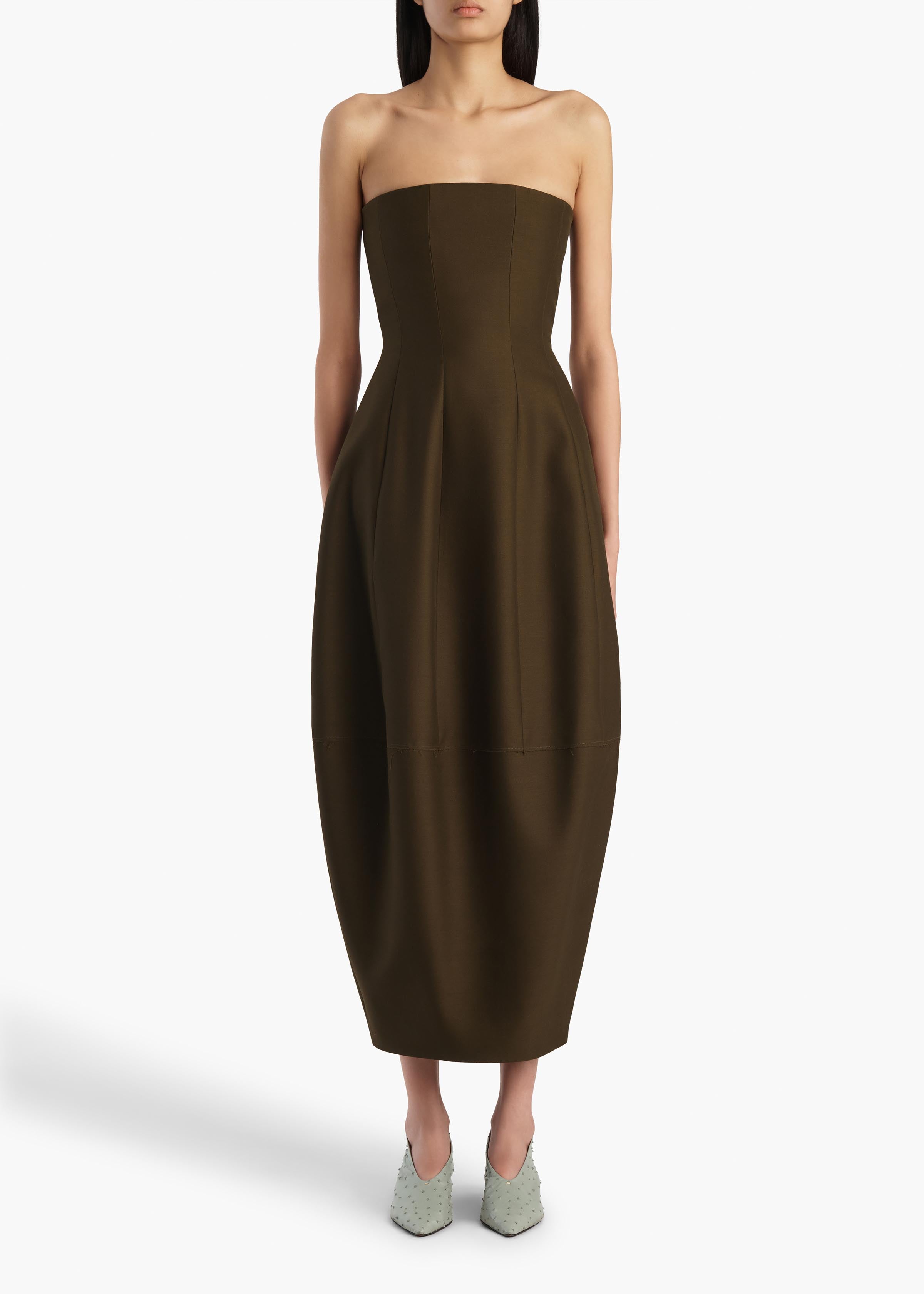 Stela Dress in Dark Olive