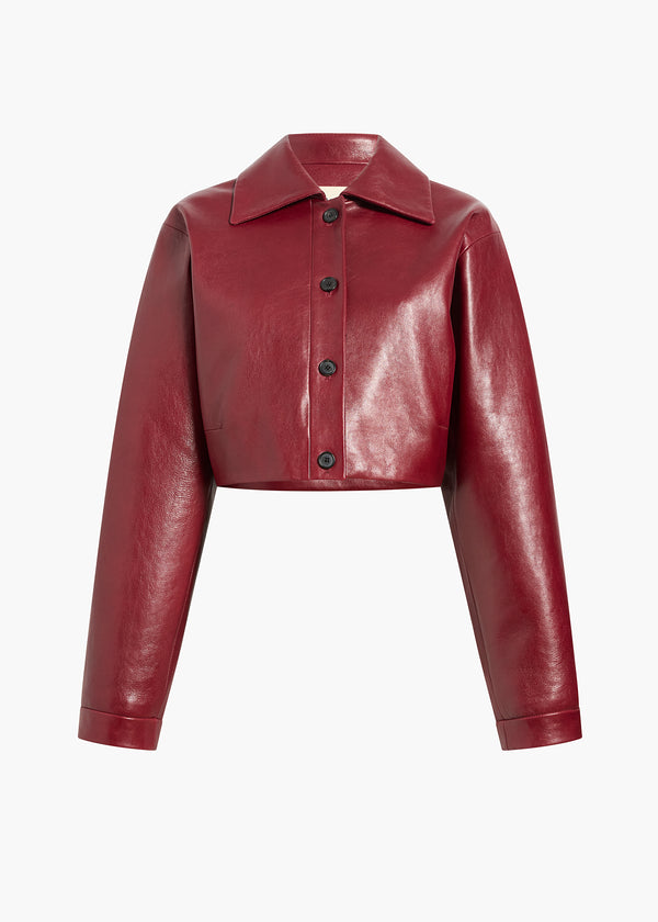 SUE JACKET IN OXBLOOD LEATHER FLAT VIEW