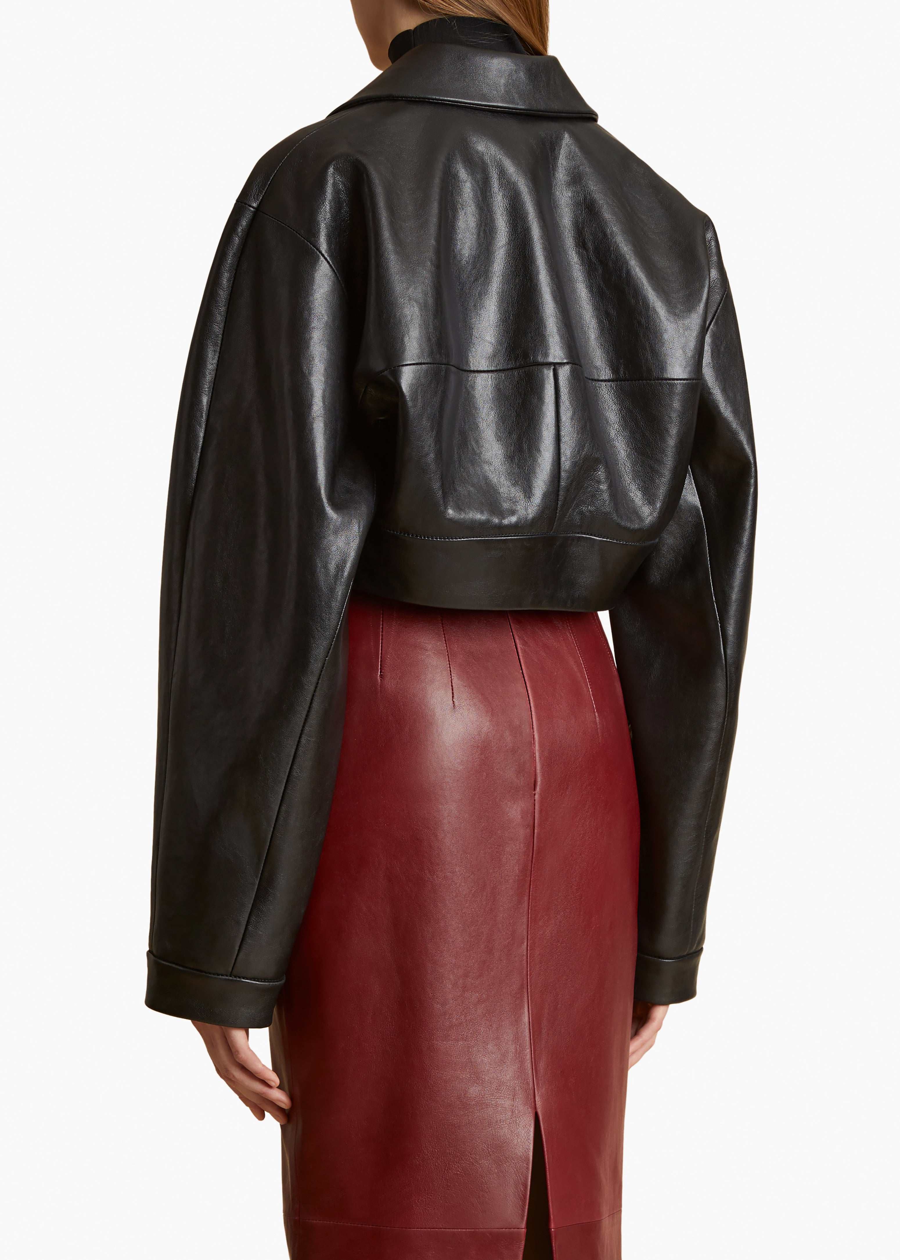 SUE JACKET IN BLACK LEATHER BACK VIEW