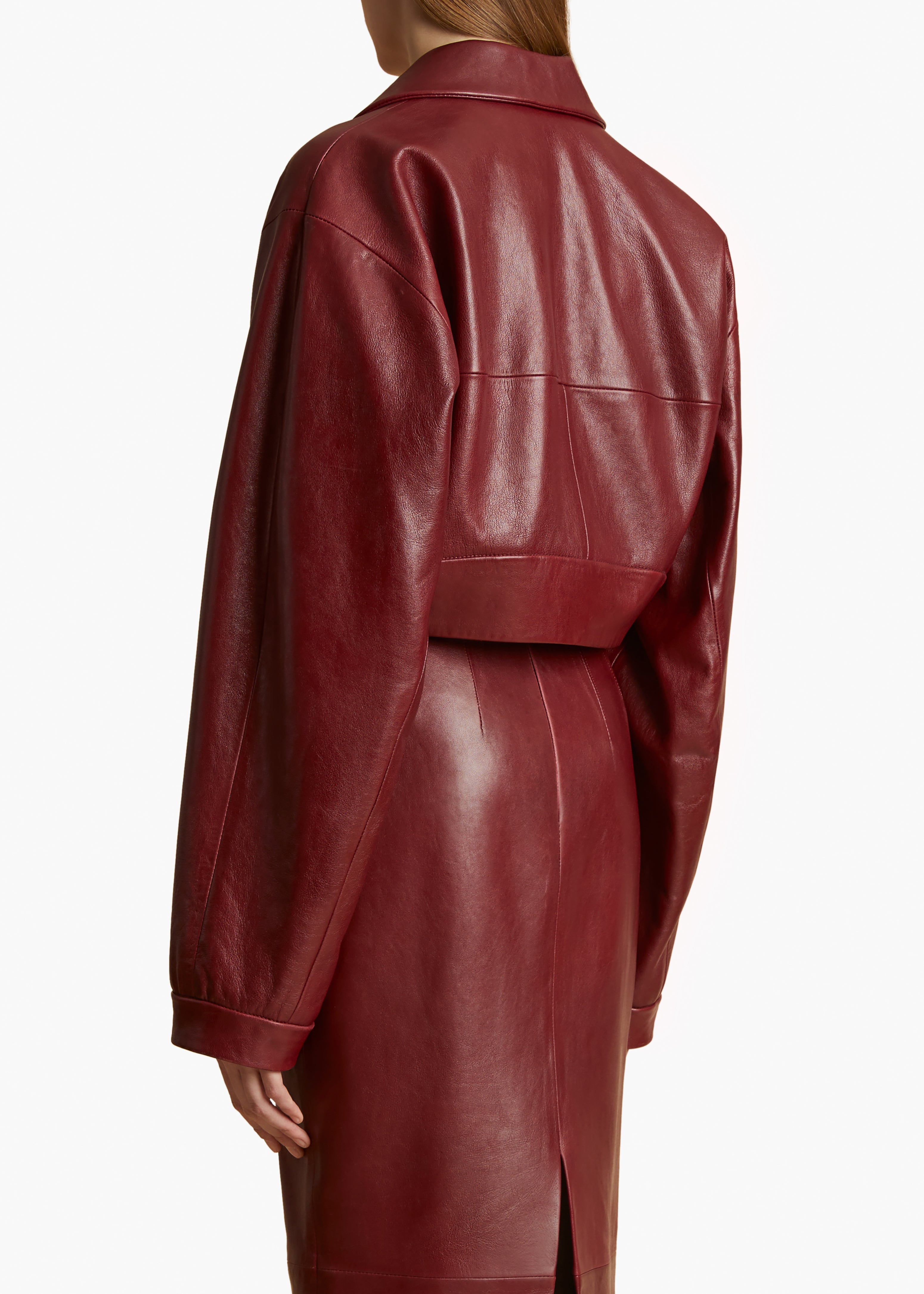 SUE JACKET IN OXBLOOD LEATHER BACK VIEW