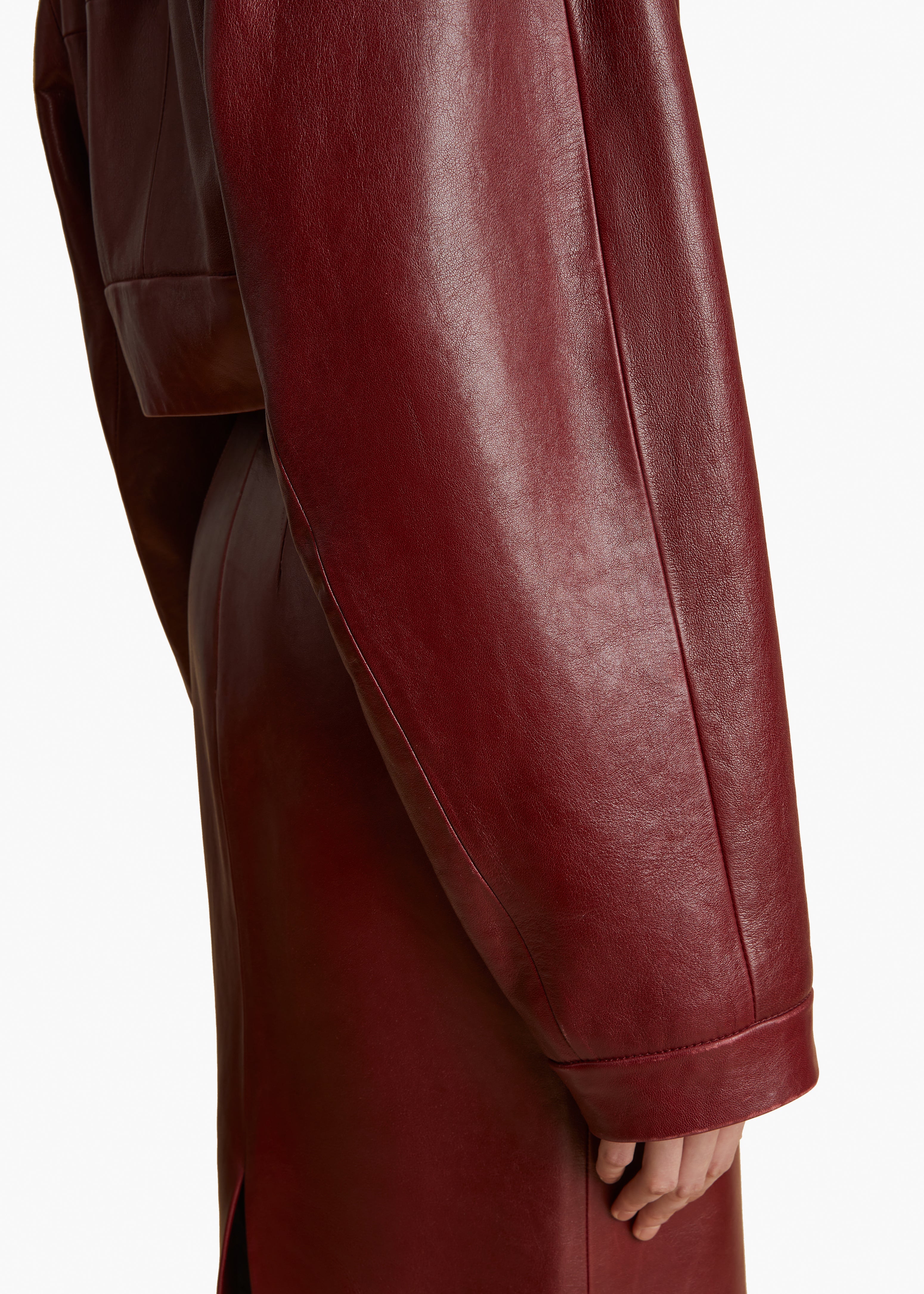 SUE JACKET IN OXBLOOD LEATHER DETAILED VIEW 1