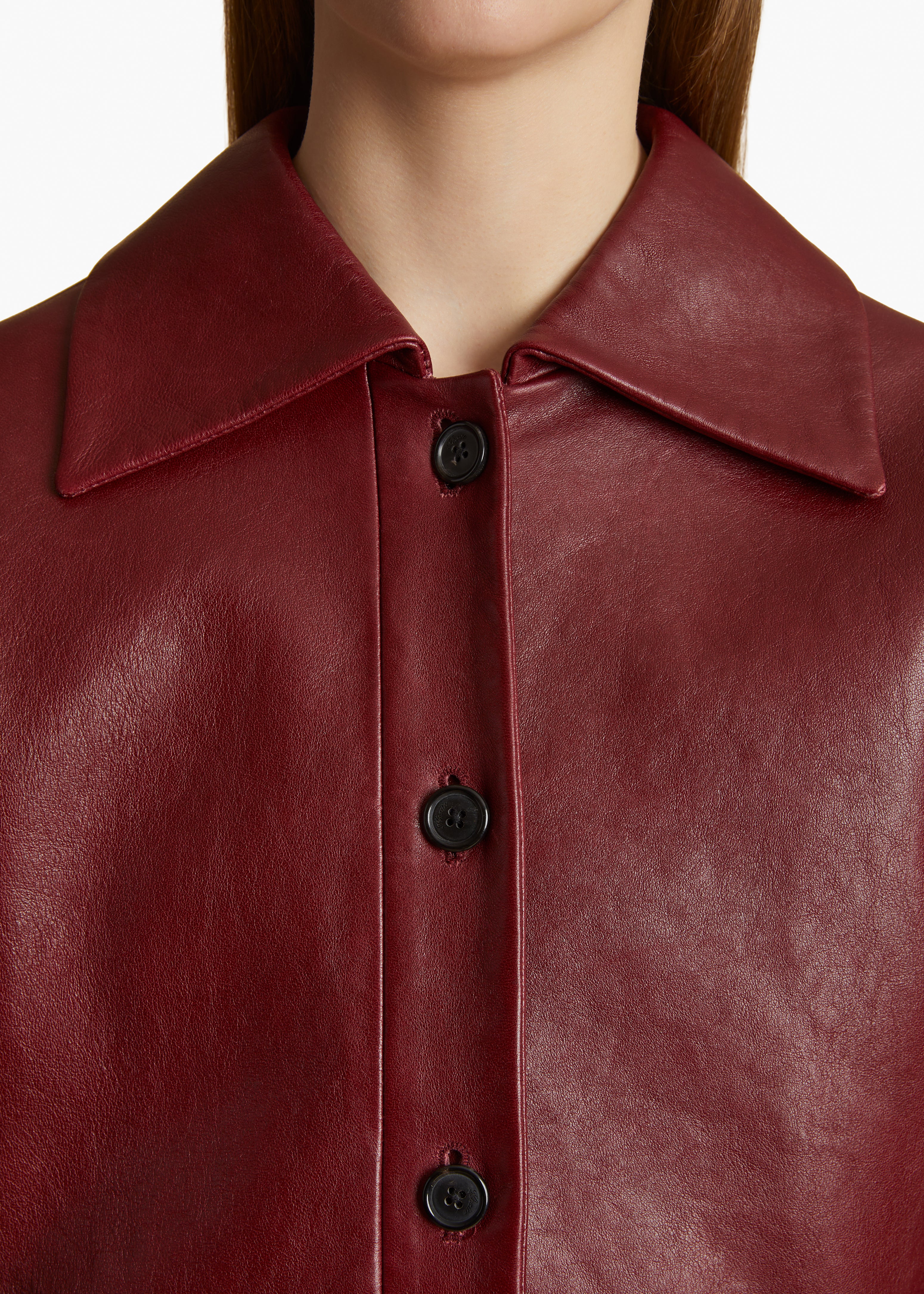 SUE JACKET IN OXBLOOD LEATHER DETAILED VIEW 2