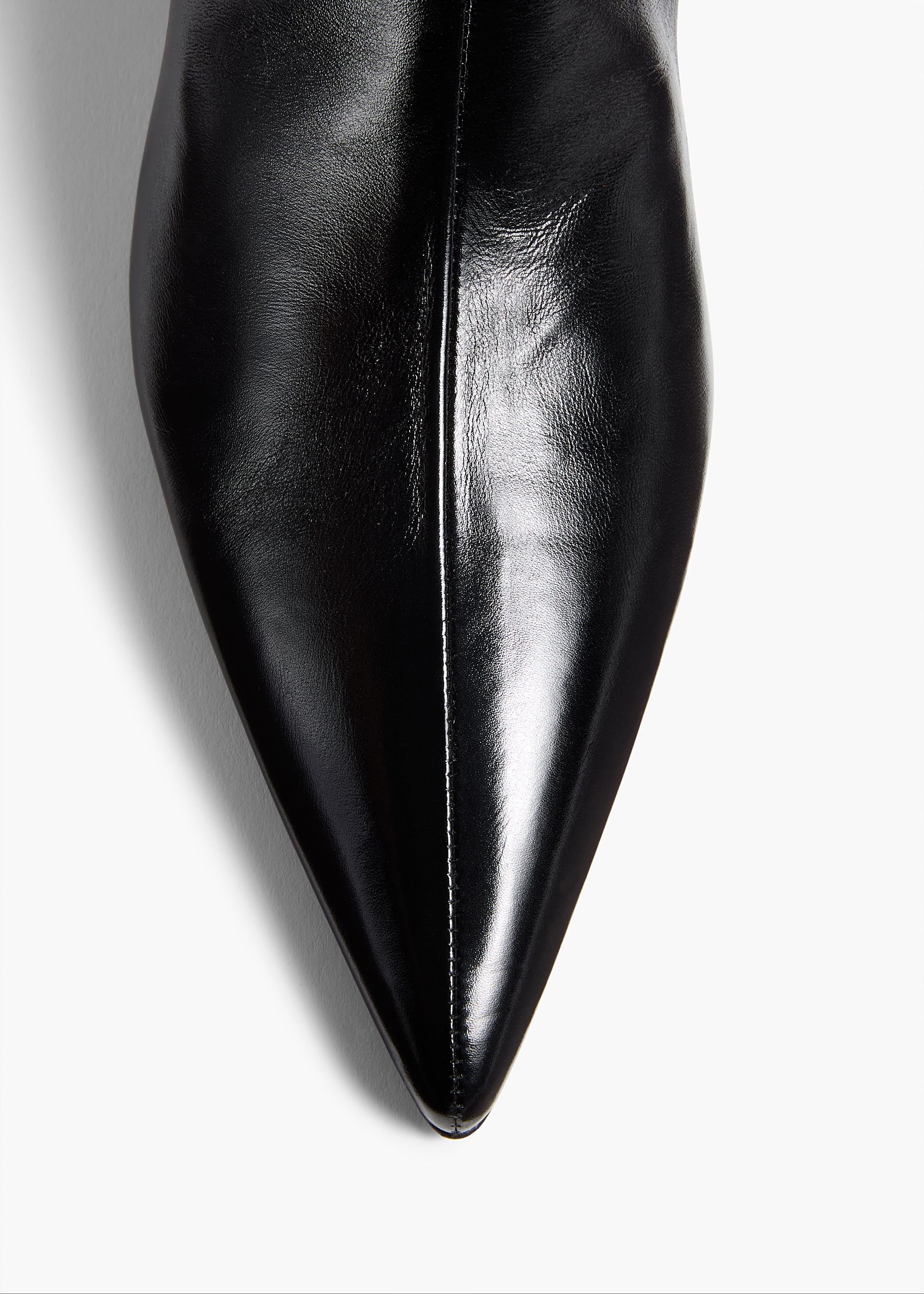 Sybil Ankle Boot in Black Glazed Leather