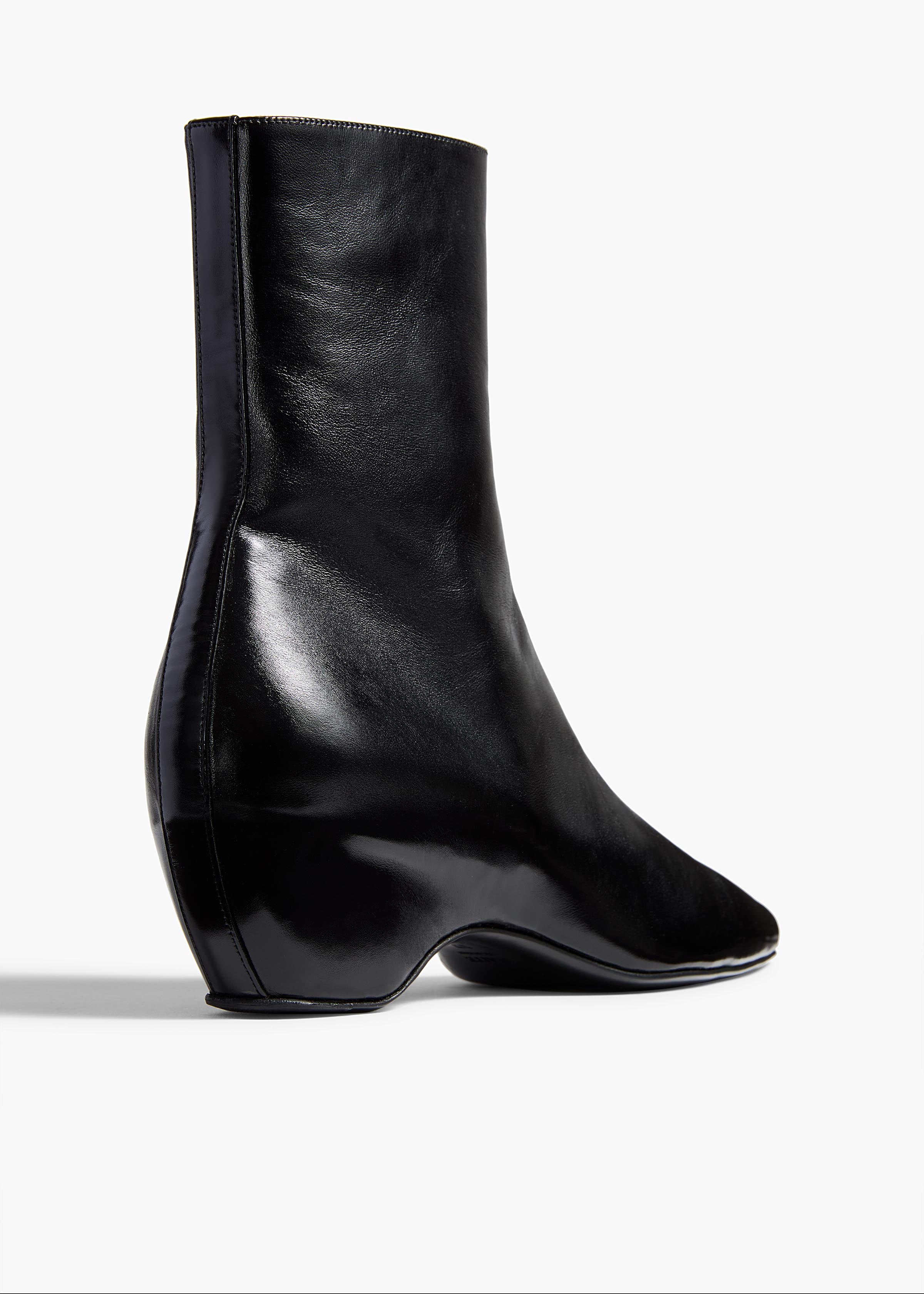Sybil Ankle Boot in Black Glazed Leather