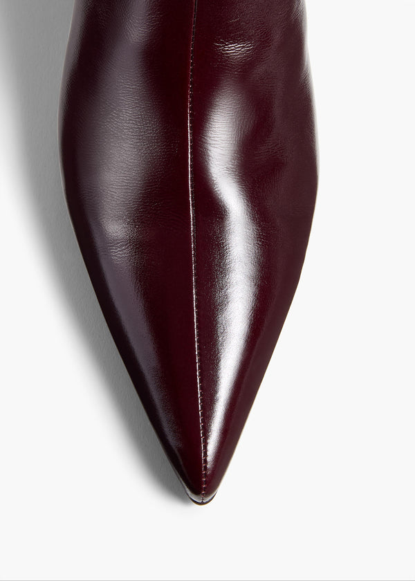 Sybil Ankle Boot in Bordeaux Glazed Leather OVERHEAD VIEW