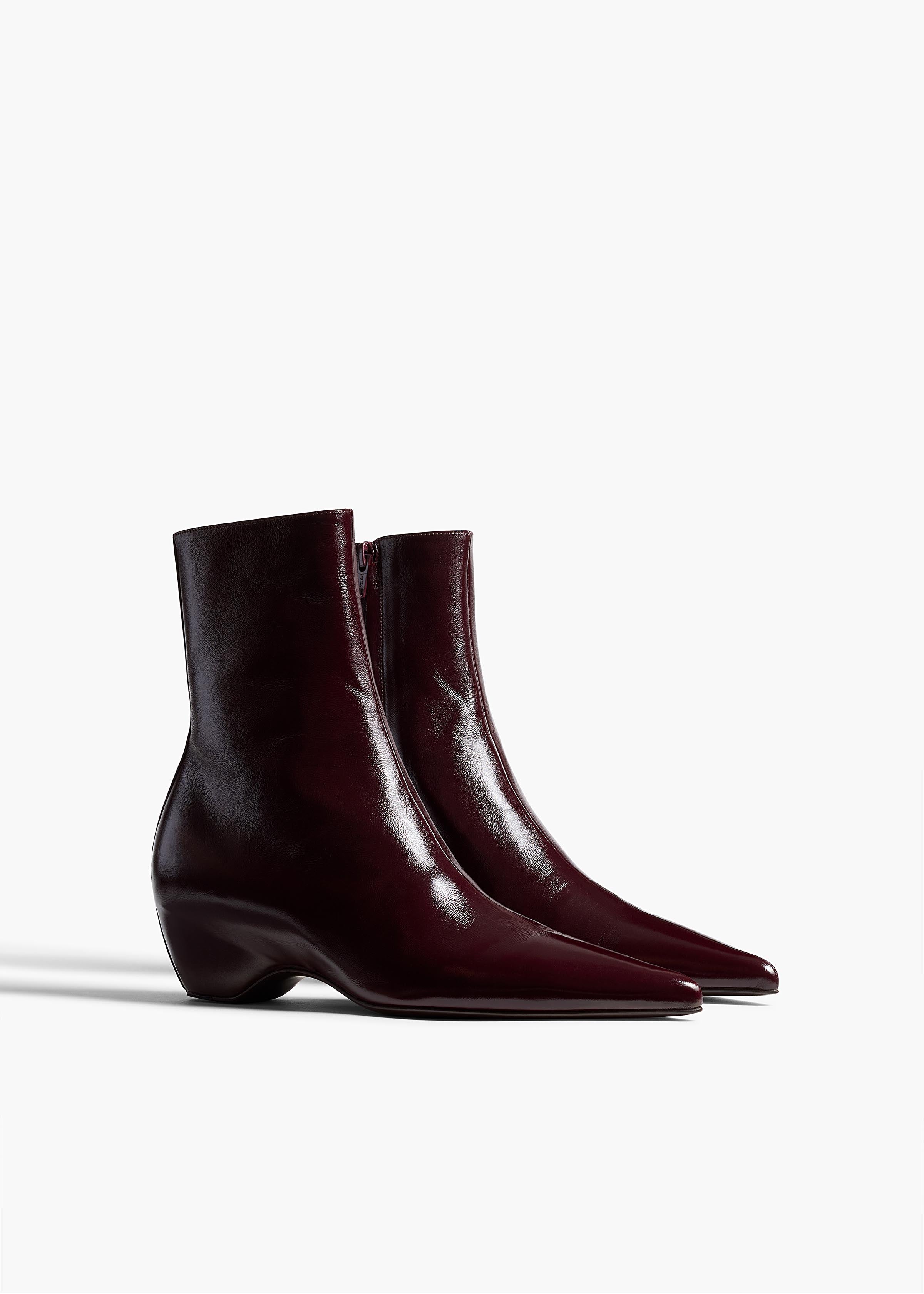 Sybil Ankle Boot in Bordeaux Glazed Leather
