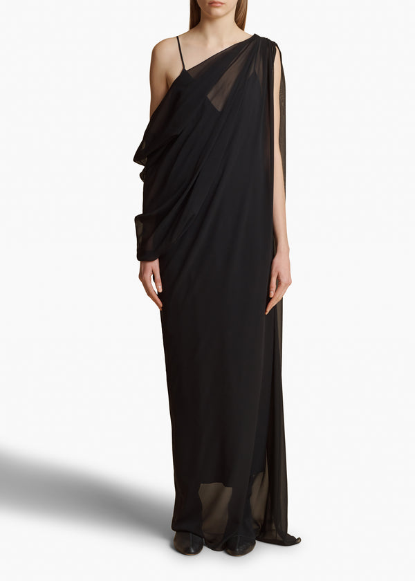 TAJ DRESS IN BLACK FRONT VIEW