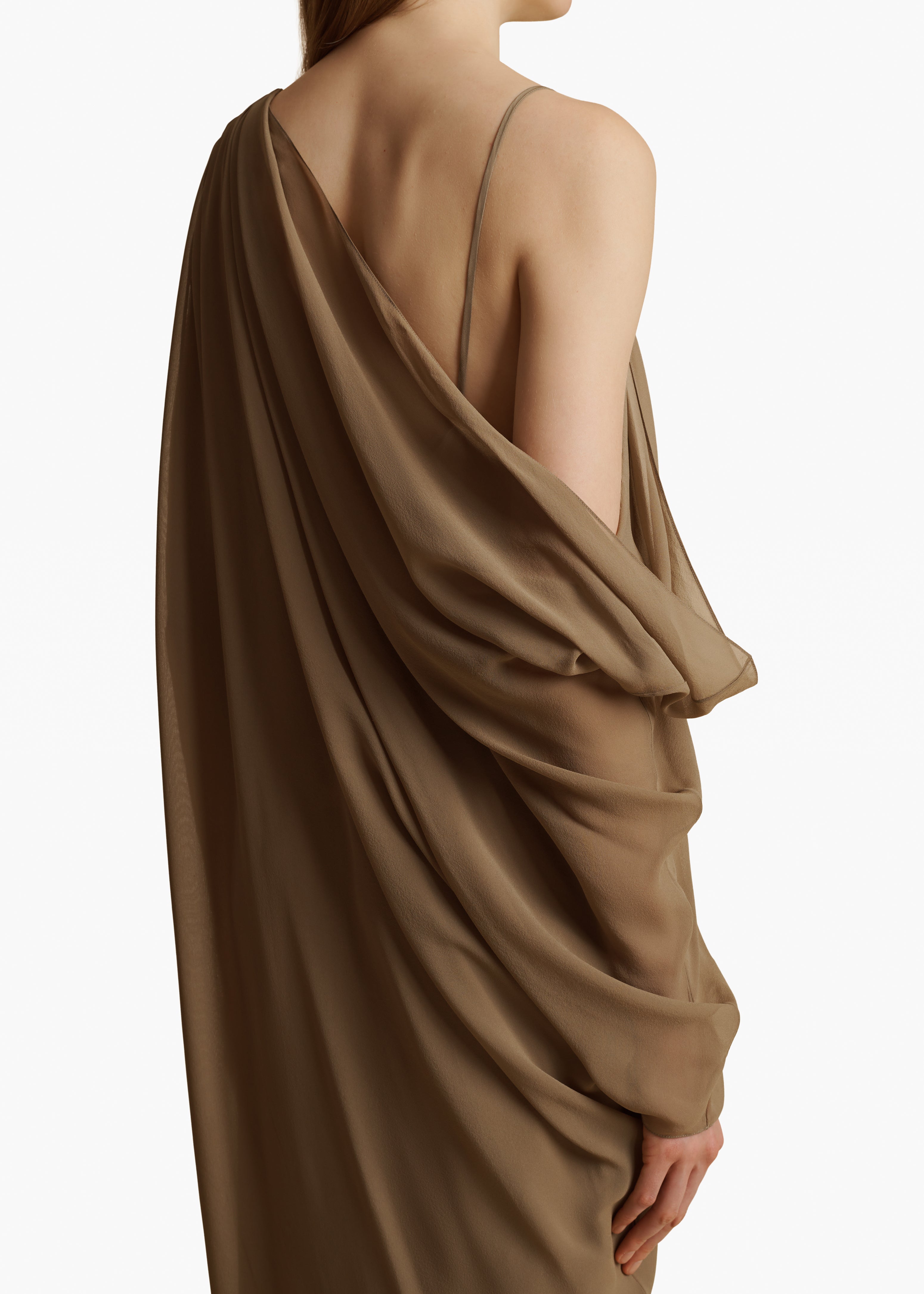 TAJ DRESS IN TOFFEE DETAIL 1