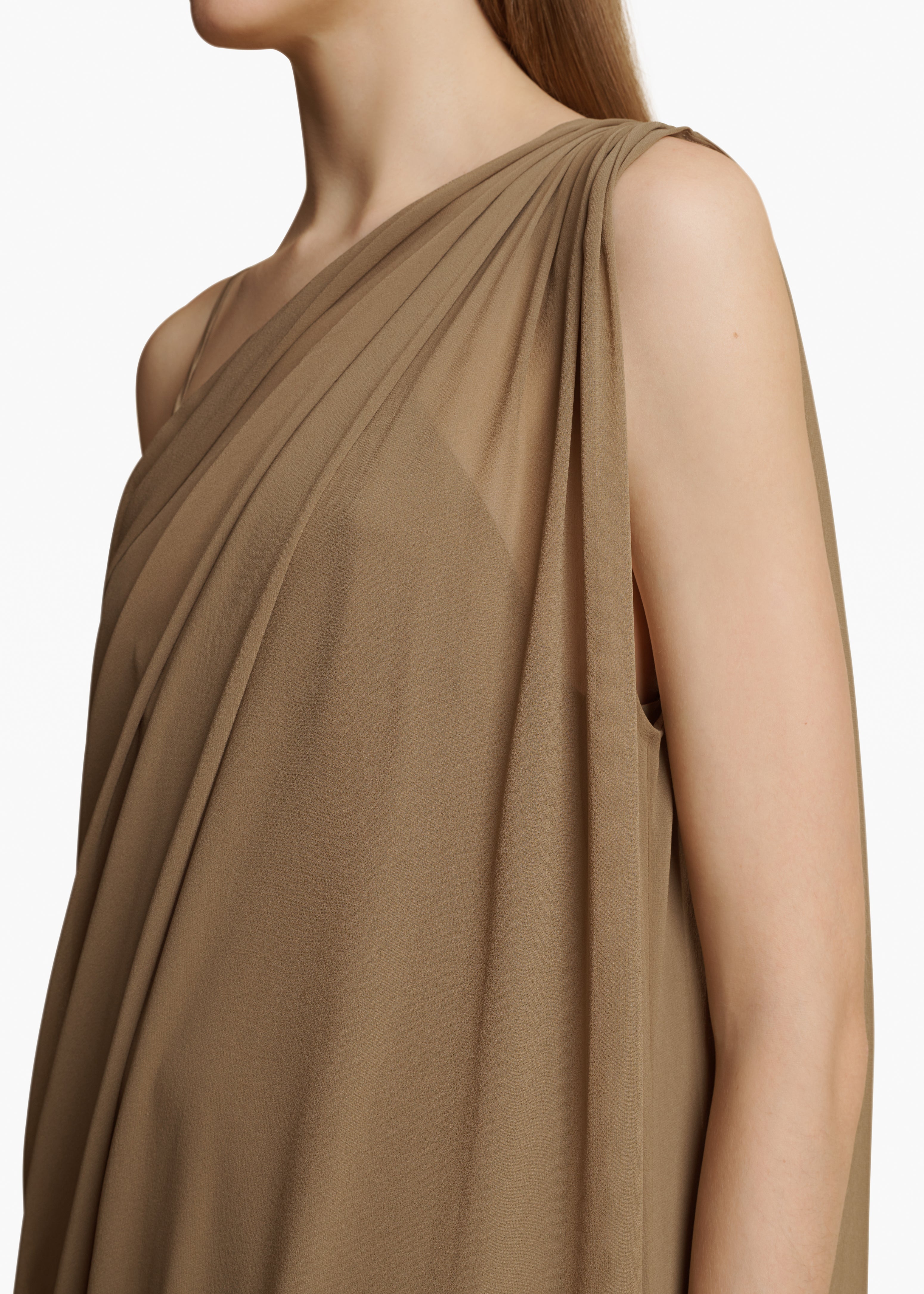 TAJ DRESS IN TOFFEE DETAIL 2