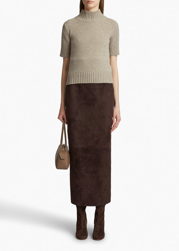 TALVI SWEATER IN SEPIA FRONT VIEW STYLED