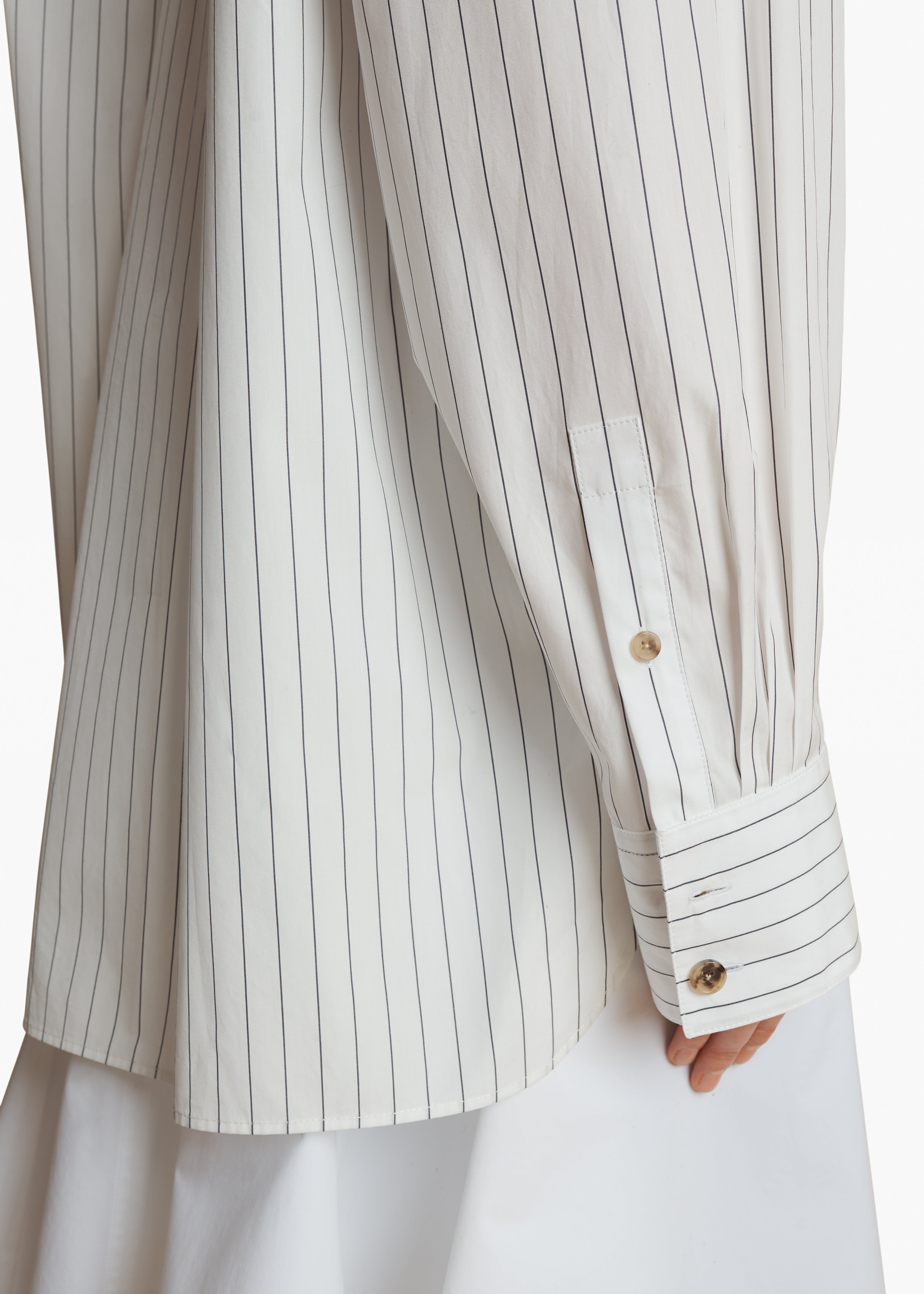 TAMAL TOP IN WHITE NAVY STRIPE DETAILED VIEW 2