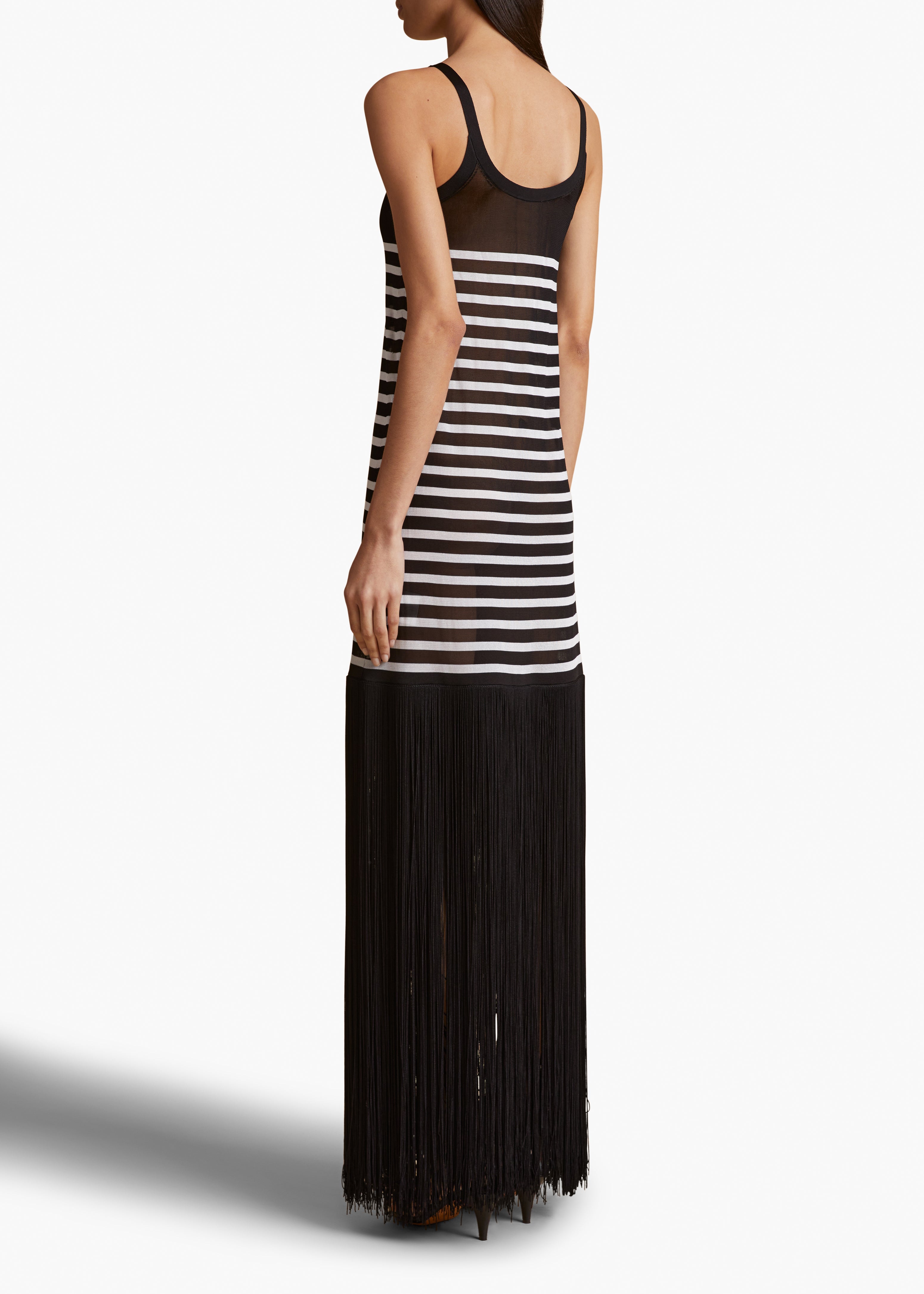 TENYSI DRESS IN BLACK AND GLAZE STRIPE BACK VIEW