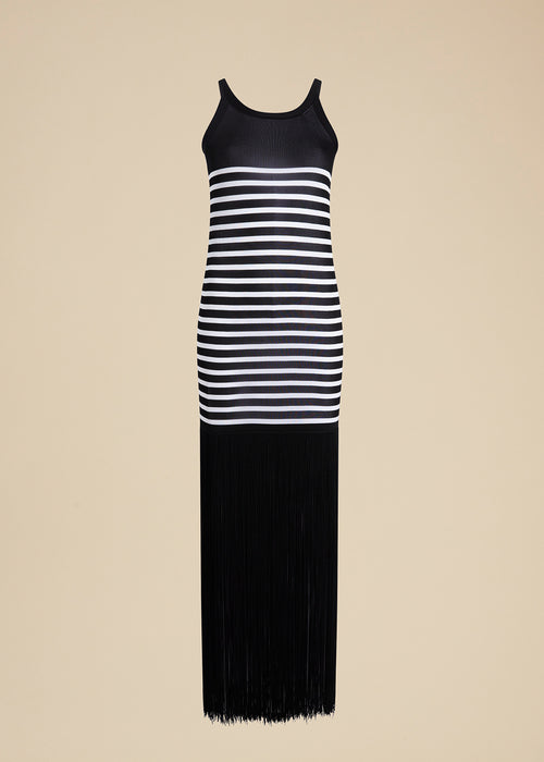 The Tenysi Dress in Black and Glaze Stripe