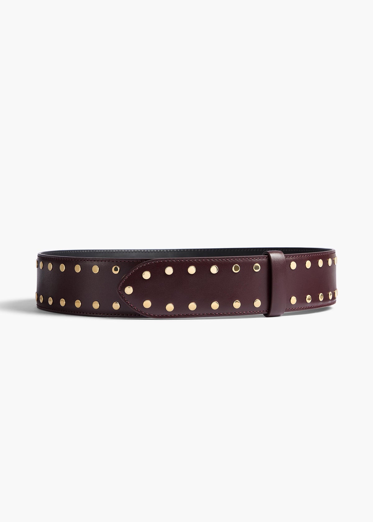 Theo Waist Belt in Bordeaux Leather with Gold Studs – KHAITE