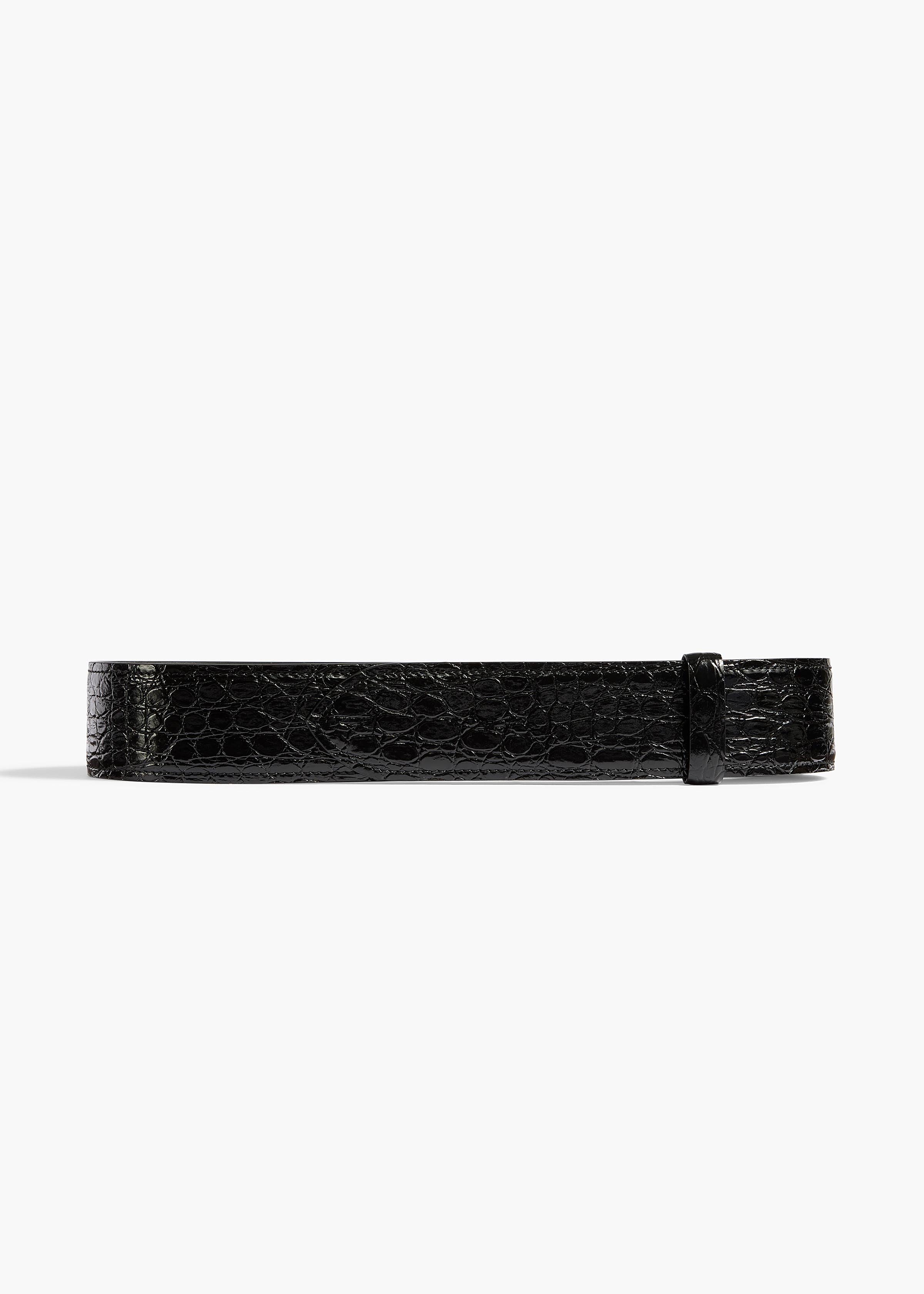KHAITE  - Theo Waist Belt in Black Croc-Embossed Leather