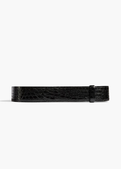 Theo Waist Belt in Black Croc-Embossed Leather