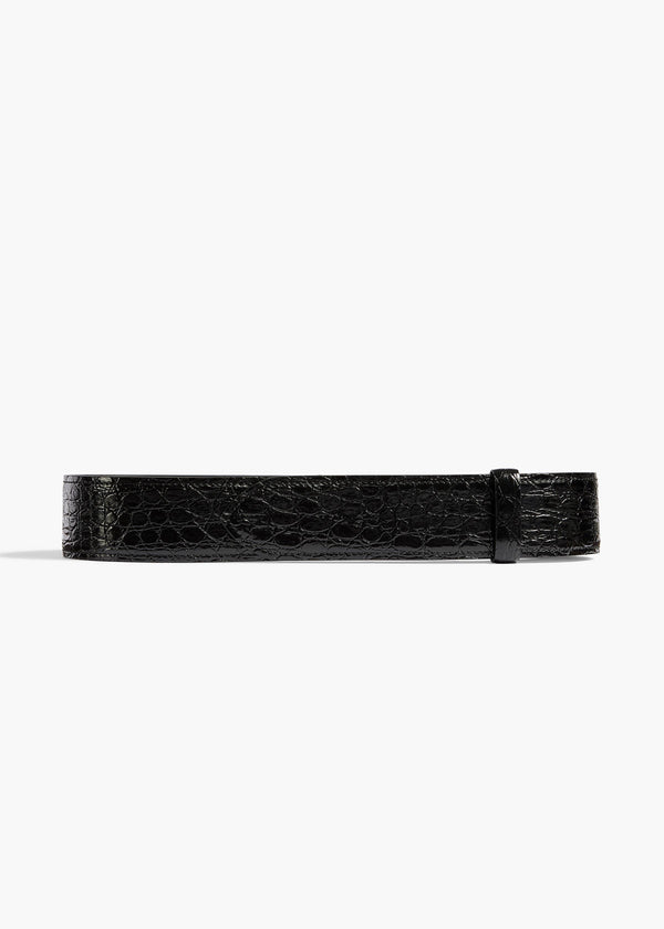 Theo Waist Belt in Black Croc-Embossed Leather