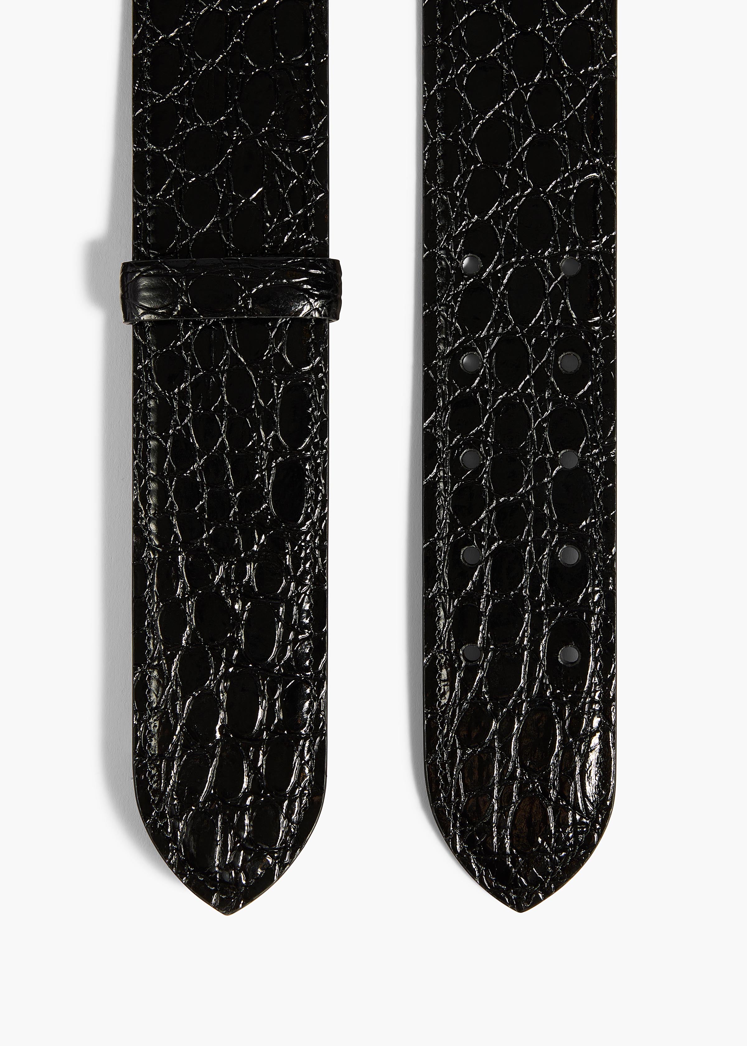 KHAITE  - Theo Waist Belt in Black Croc-Embossed Leather