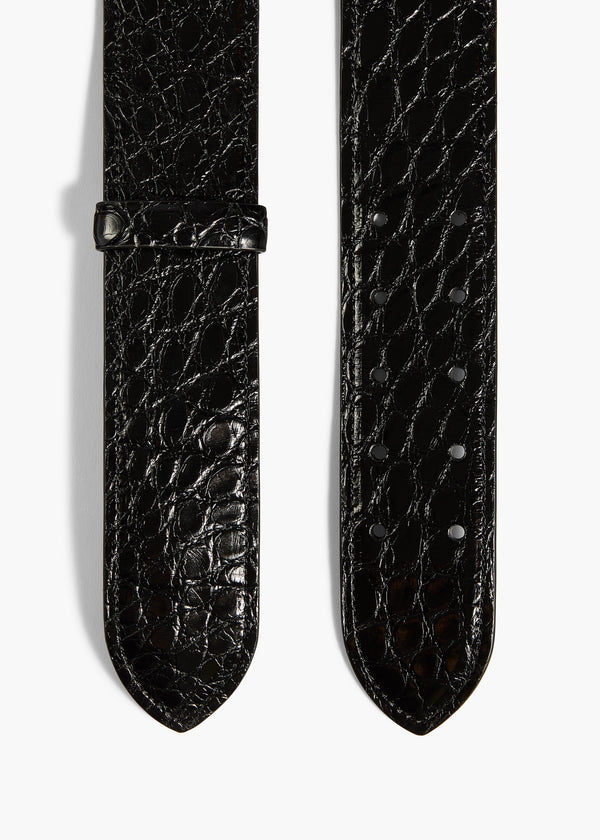 Theo Waist Belt in Black Alligator