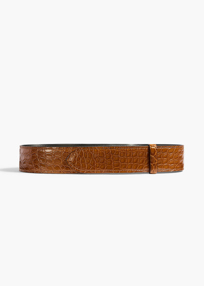 Theo Waist Belt in Dark Honey Alligator