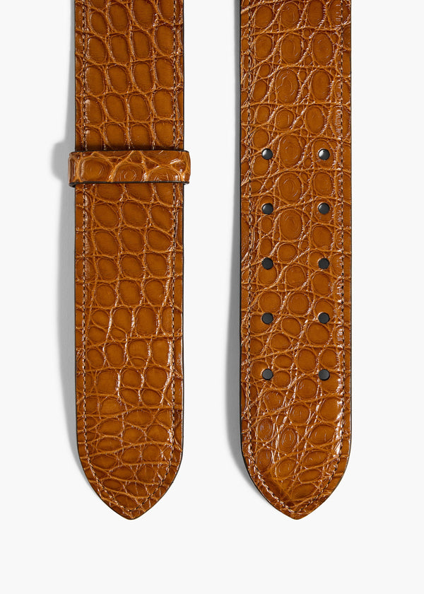 Theo Waist Belt in Dark Honey Alligator