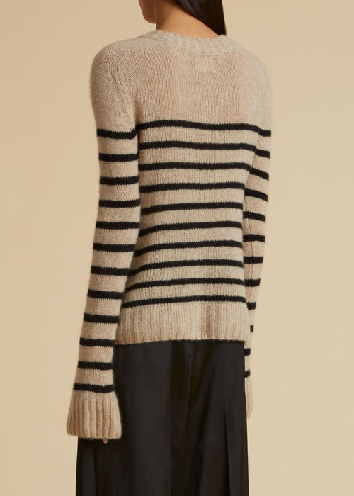 The Tilda Sweater in Powder and Black Stripe