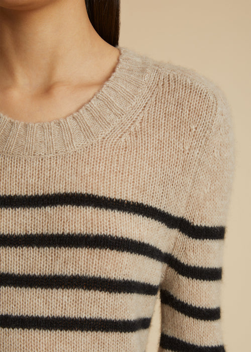 The Tilda Sweater in Powder and Black Stripe