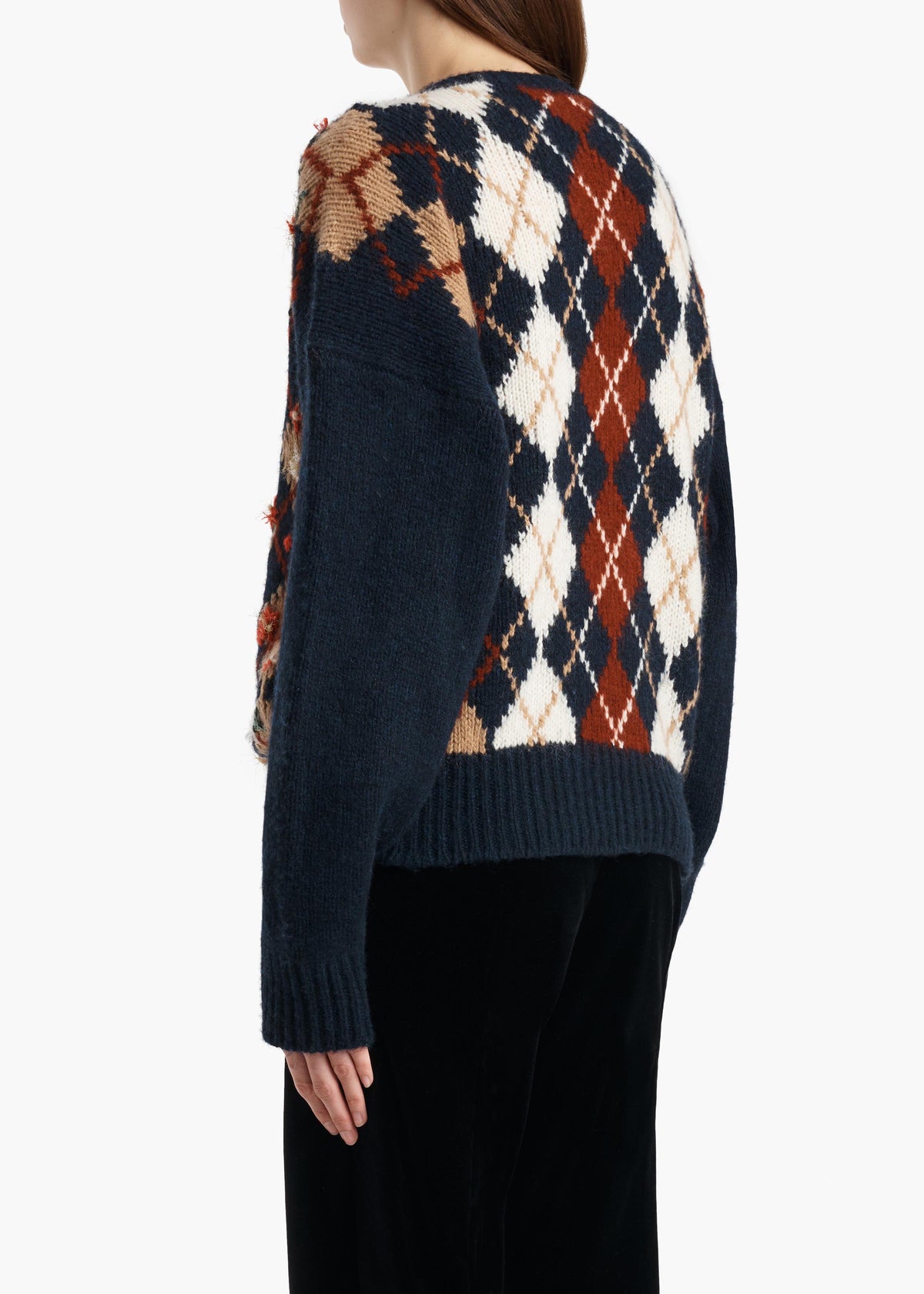 KHAITE  - Timi Embroidery Sweater in Navy Multi