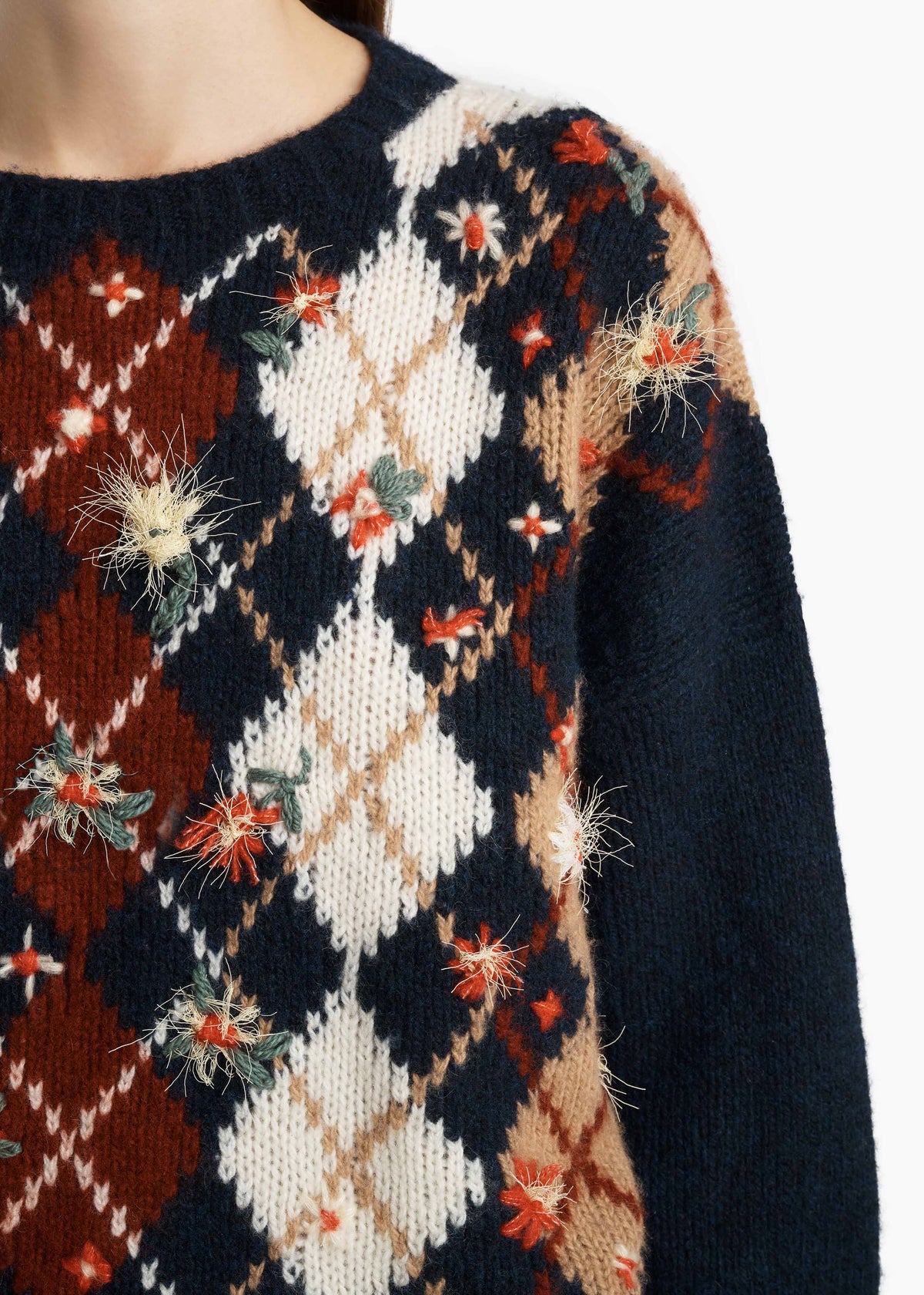 KHAITE  - Timi Embroidery Sweater in Navy Multi
