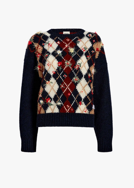 Timi Embroidery Sweater in Navy Multi