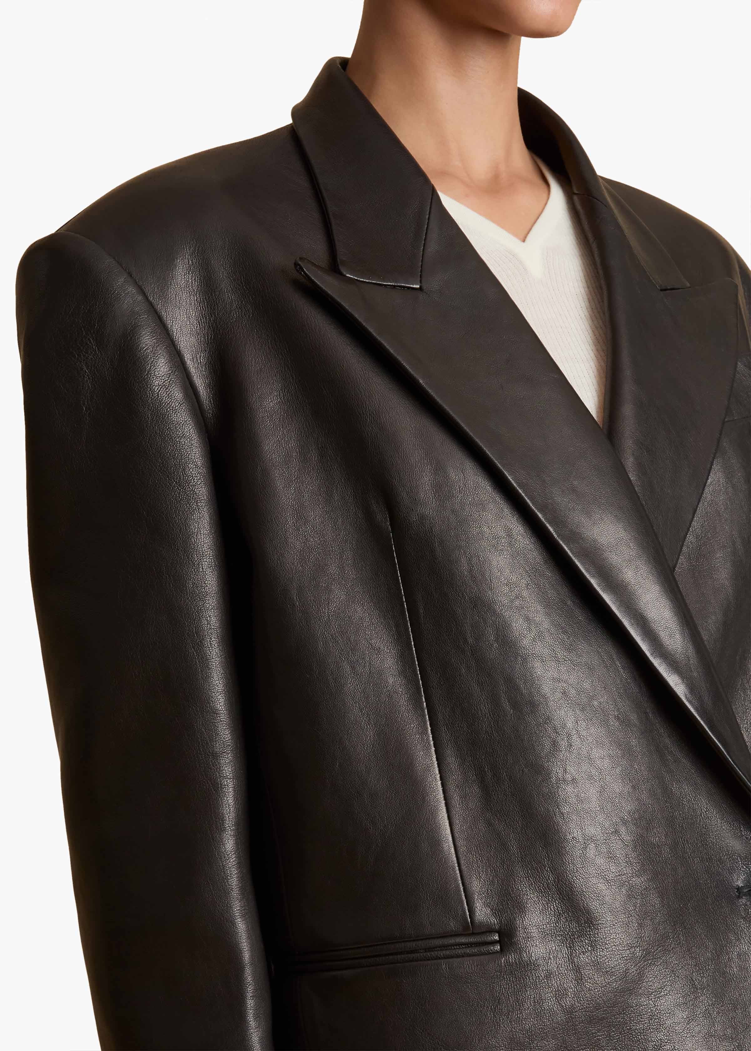 Tonni Blazer in Black Leather DETAILED VIEW 2