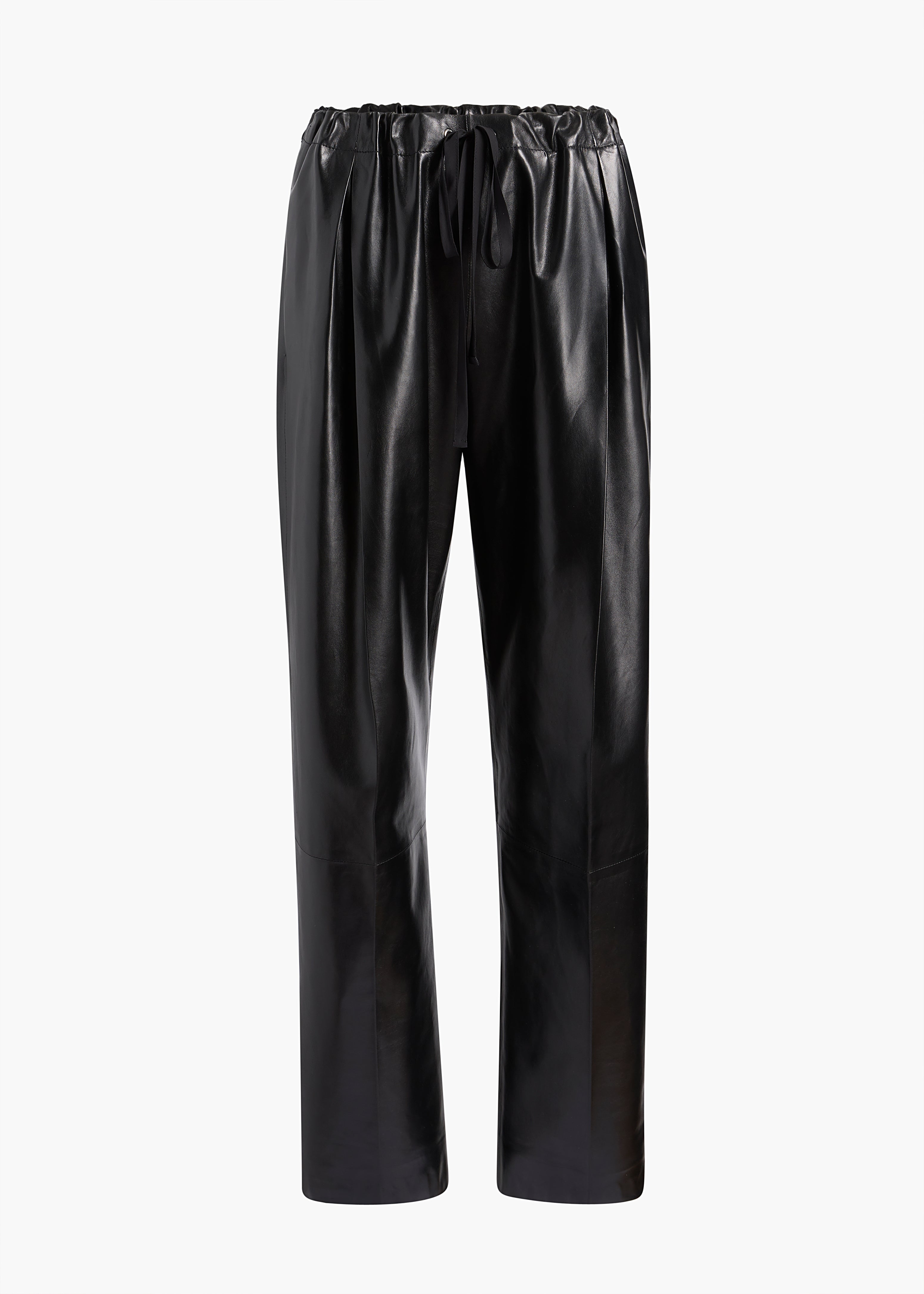 Trenton Pant in Black Leather FLAT VIEW