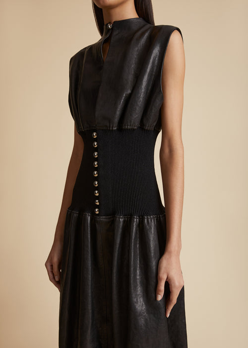 The Uni Dress in Black Leather
