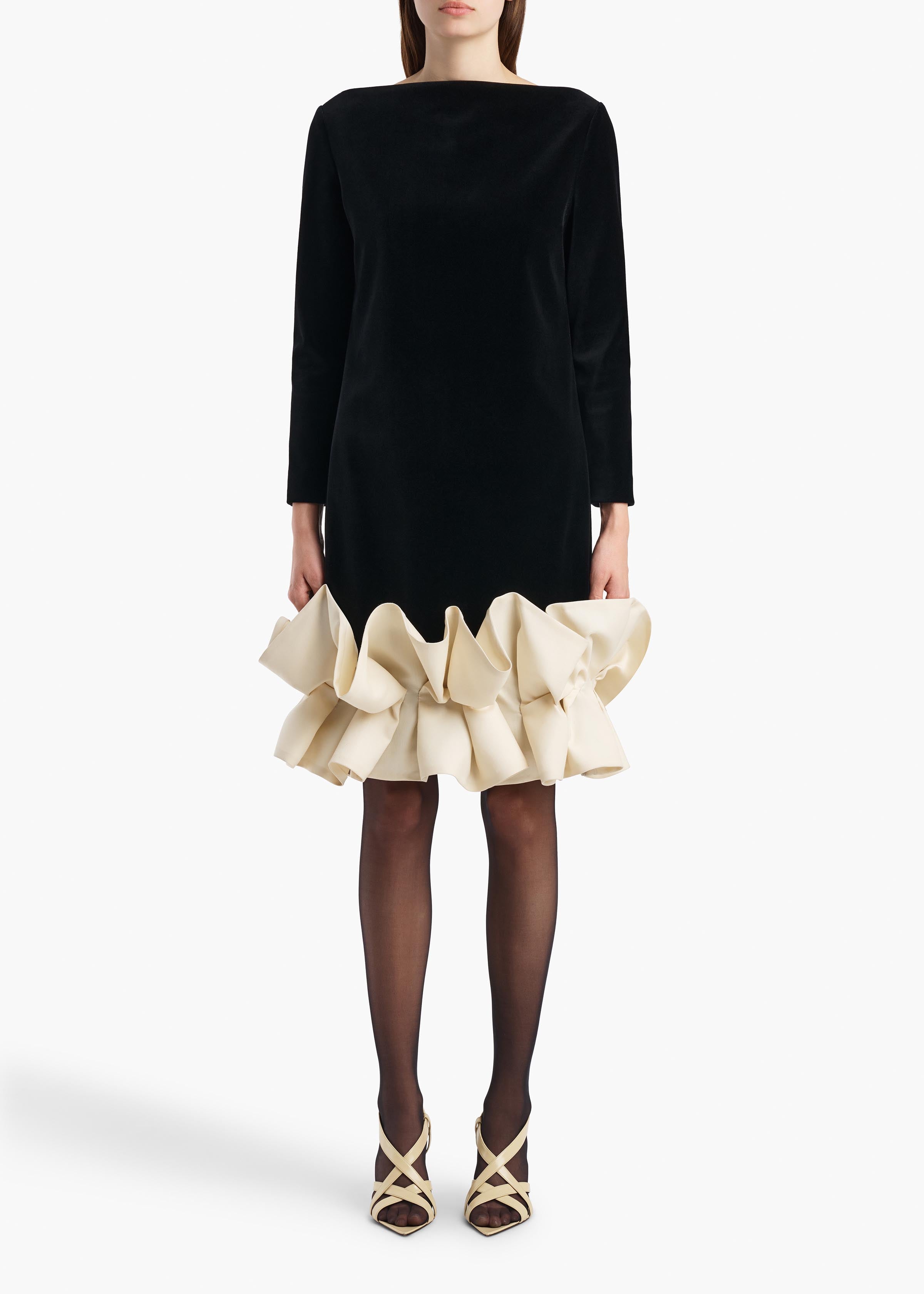 Valetta Dress in Black Velvet